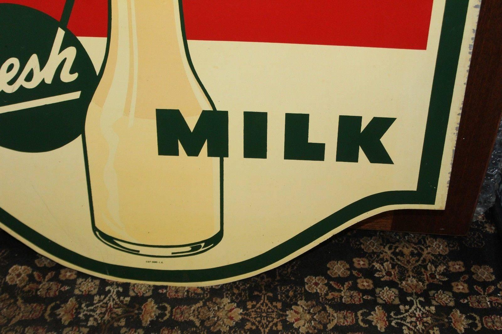 American 1950s Carnation Fresh Milk Die-Cut Double Sided Tin Advertising Sign For Sale