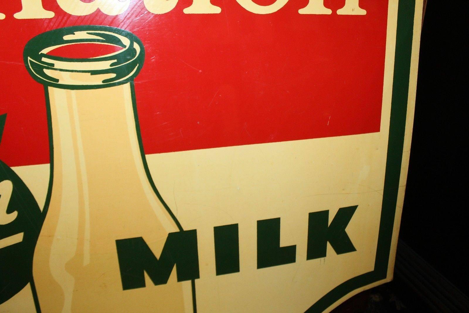 1950s Carnation Fresh Milk Die-Cut Double Sided Tin Advertising Sign For Sale 3