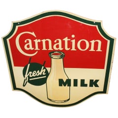 1950s Carnation Fresh Milk Die-Cut Double Sided Tin Advertising Sign