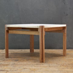 1950s Bauhaus Teak Marble Geometric Side Table Danish John Stuart