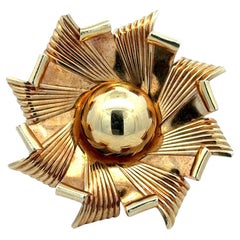 1950's Cartier 14 Karat Yellow Gold Floral Vintage Brooch Pin