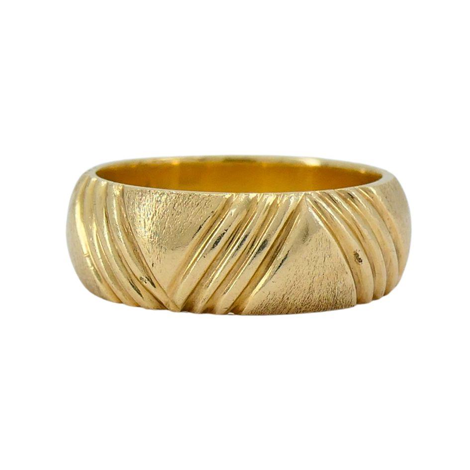 1950s Cartier 14k Gold Brushed Band Ring sz 7 en vente 1