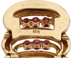1950s Cartier 18k Yellow Gold & 5.85ct Ruby "C" Link Bracelet, Size 6.75