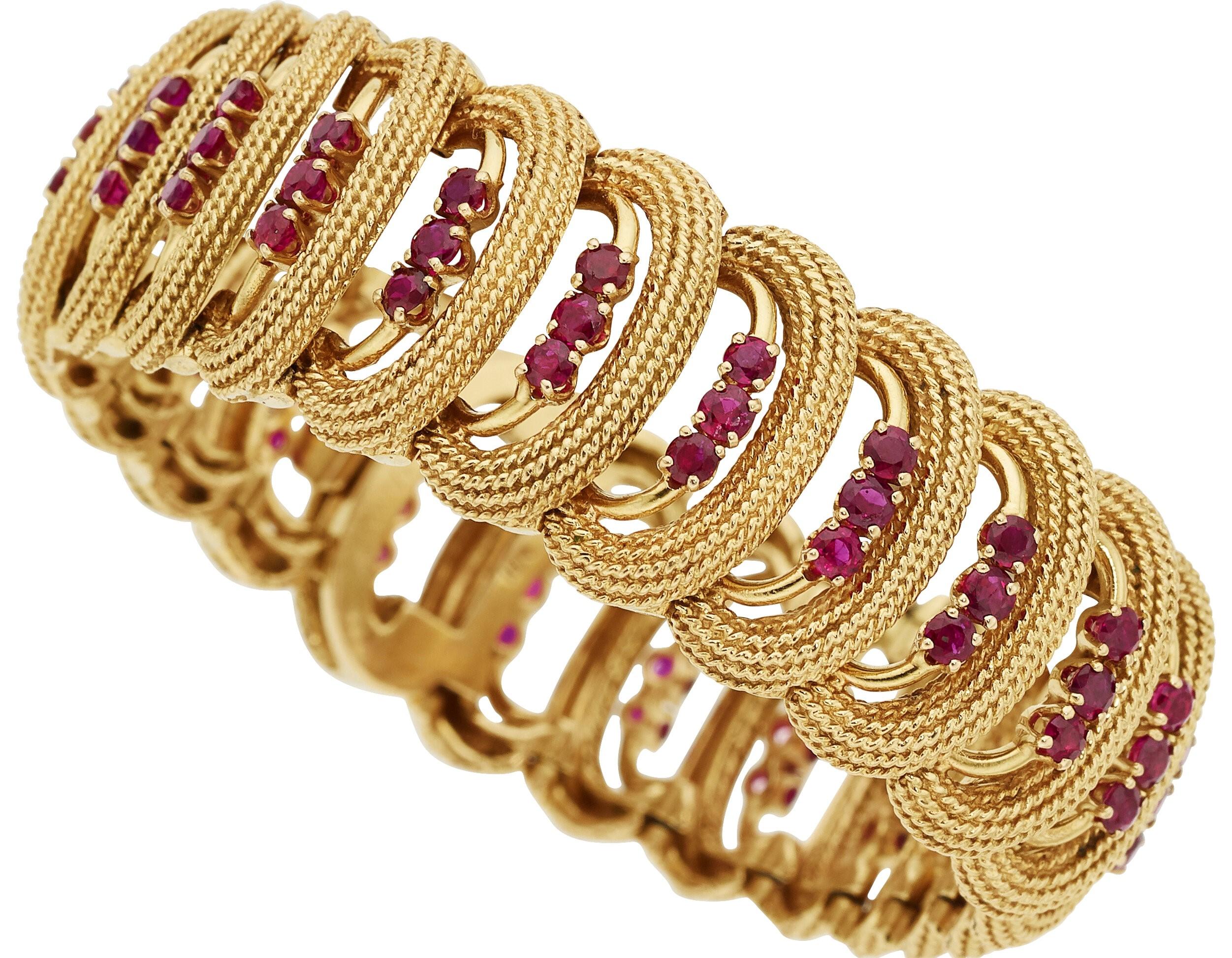 Modern 1950s Cartier 18k Yellow Gold & 5.85ct Ruby 