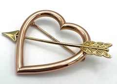 1950’S Cartier Gold Heart Brooch 14k Two Tone