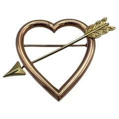 Vintage 1950’S Cartier Gold Heart Brooch 14k Two Tone