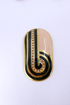 1950s Cartier Set Earrings and Pendant/Pin Diamond Enamel 18k Gold