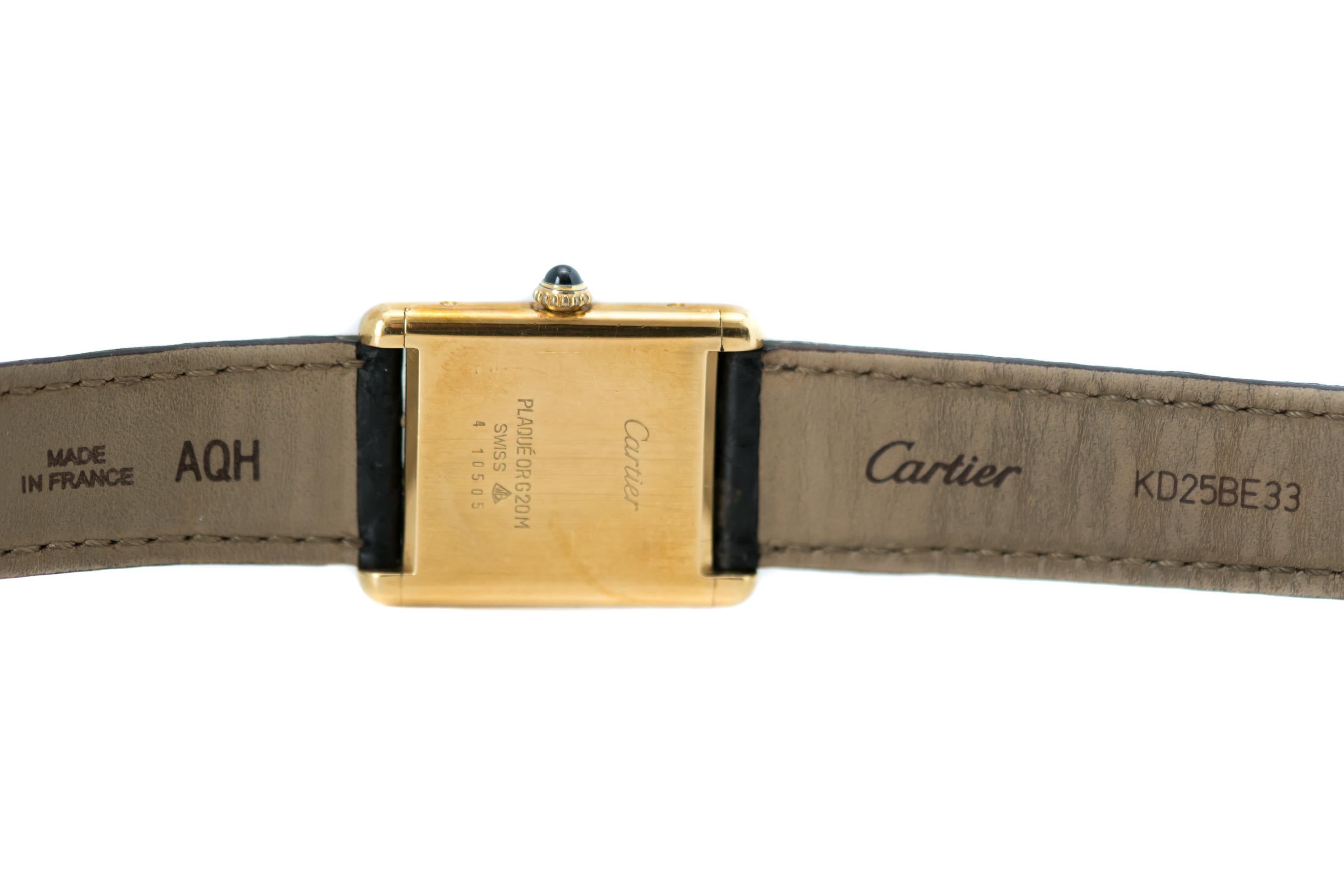 1950s Retro Cartier Tank Louis Watch - 18 Karat Yellow Gold over Sterling Silver

Features: 
Cartier Case, Crown and Strap
18 Karat Yellow Gold over Sterling Silver
Rounded Art Deco Lugs
23 x 23 millimeter case without lugs, without crown
30 x 26