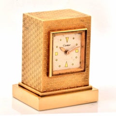1950s Cartier Vintage Gold Eight Day Desk Clock