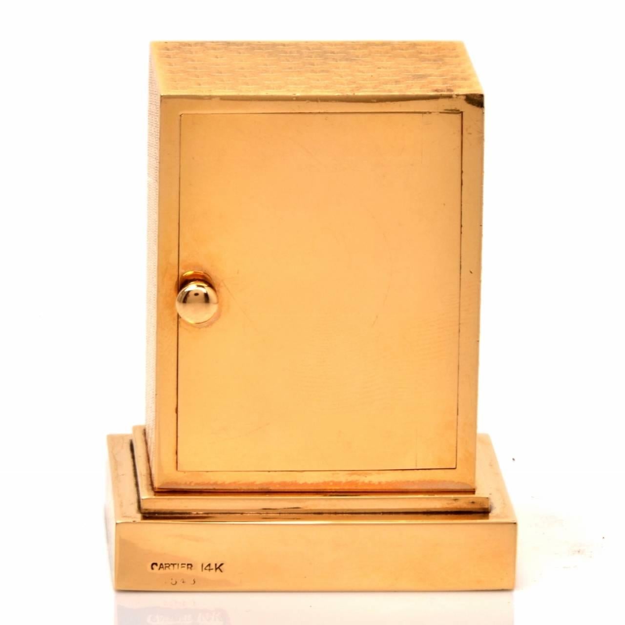 Women's or Men's 1950s Cartier Vintage Gold Eight Day Desk Clock For Sale