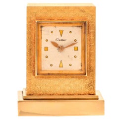 1950s Cartier Vintage Gold Eight Day Desk Clock