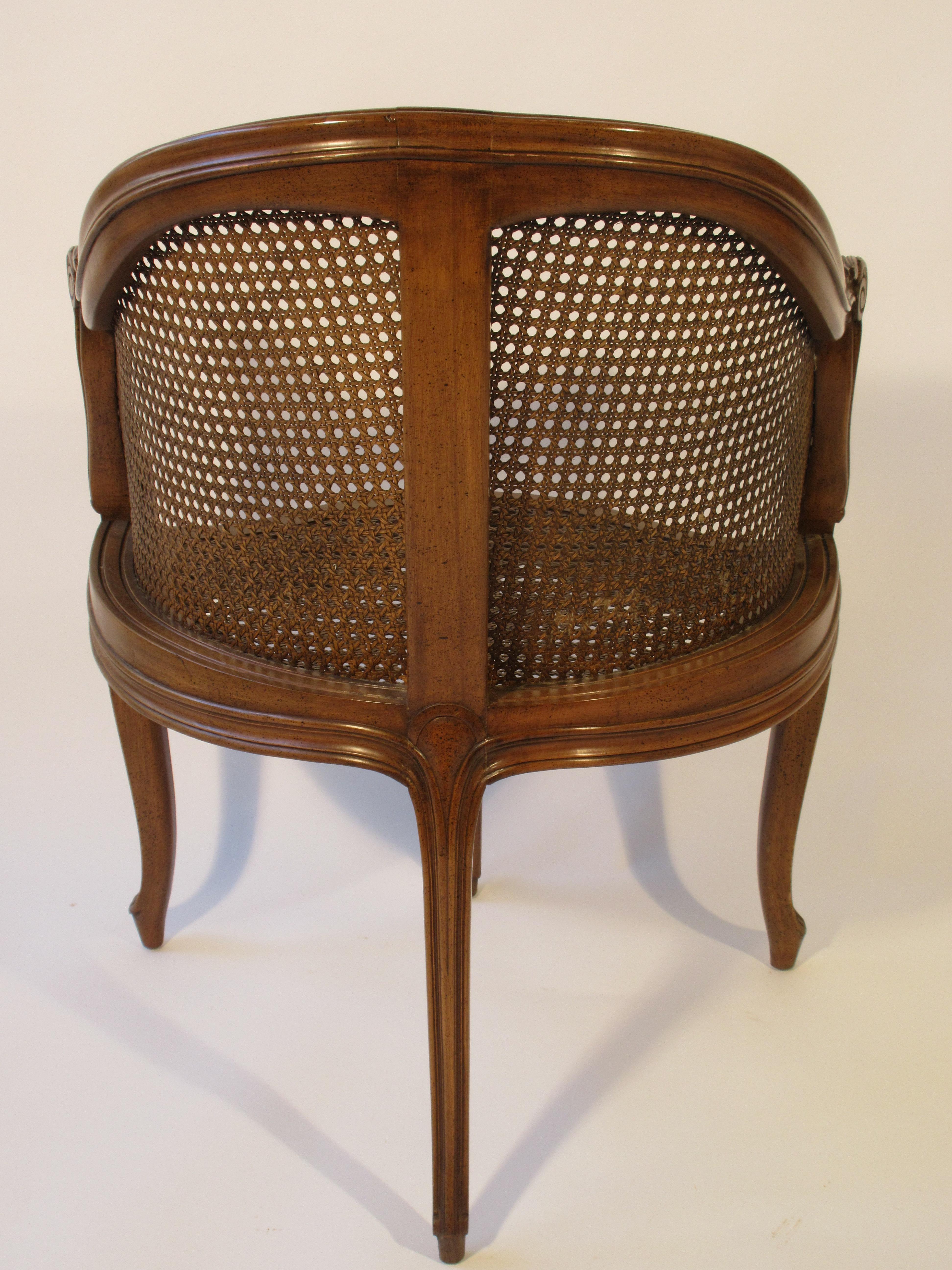1950s Carved French Style Caned Back Corner Chair 2
