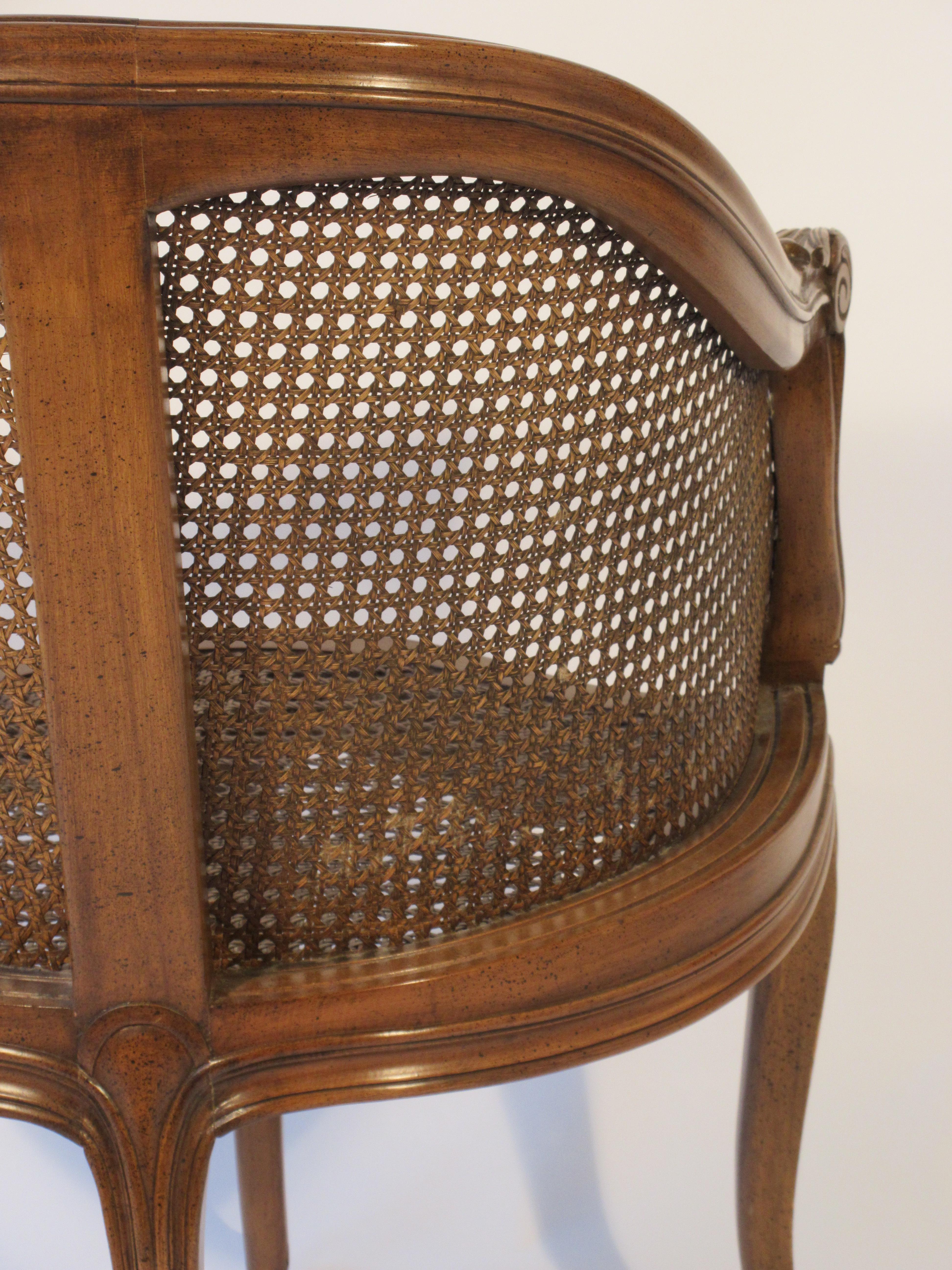 1950s Carved French Style Caned Back Corner Chair 3