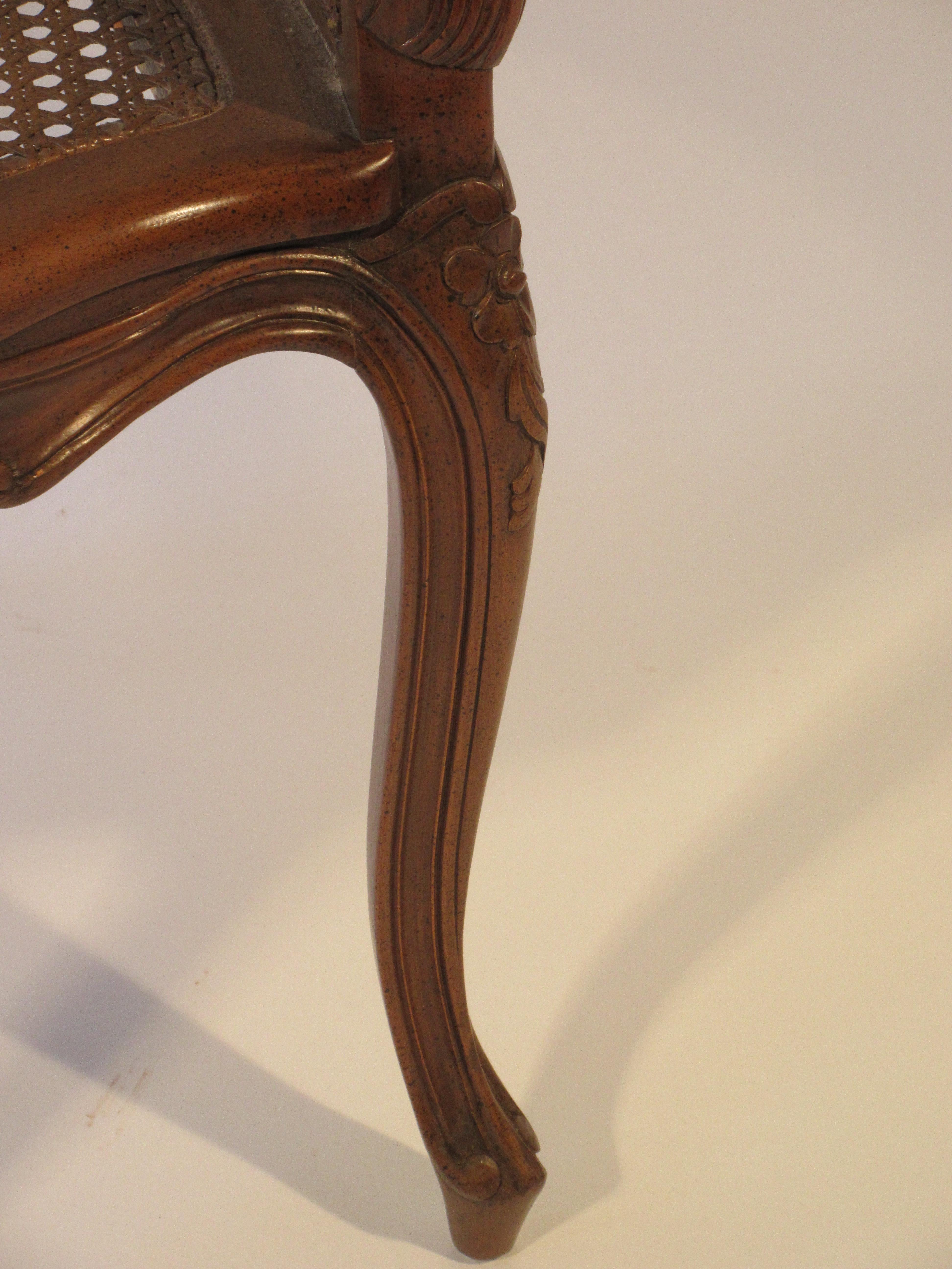 1950s Carved French Style Caned Back Corner Chair 4