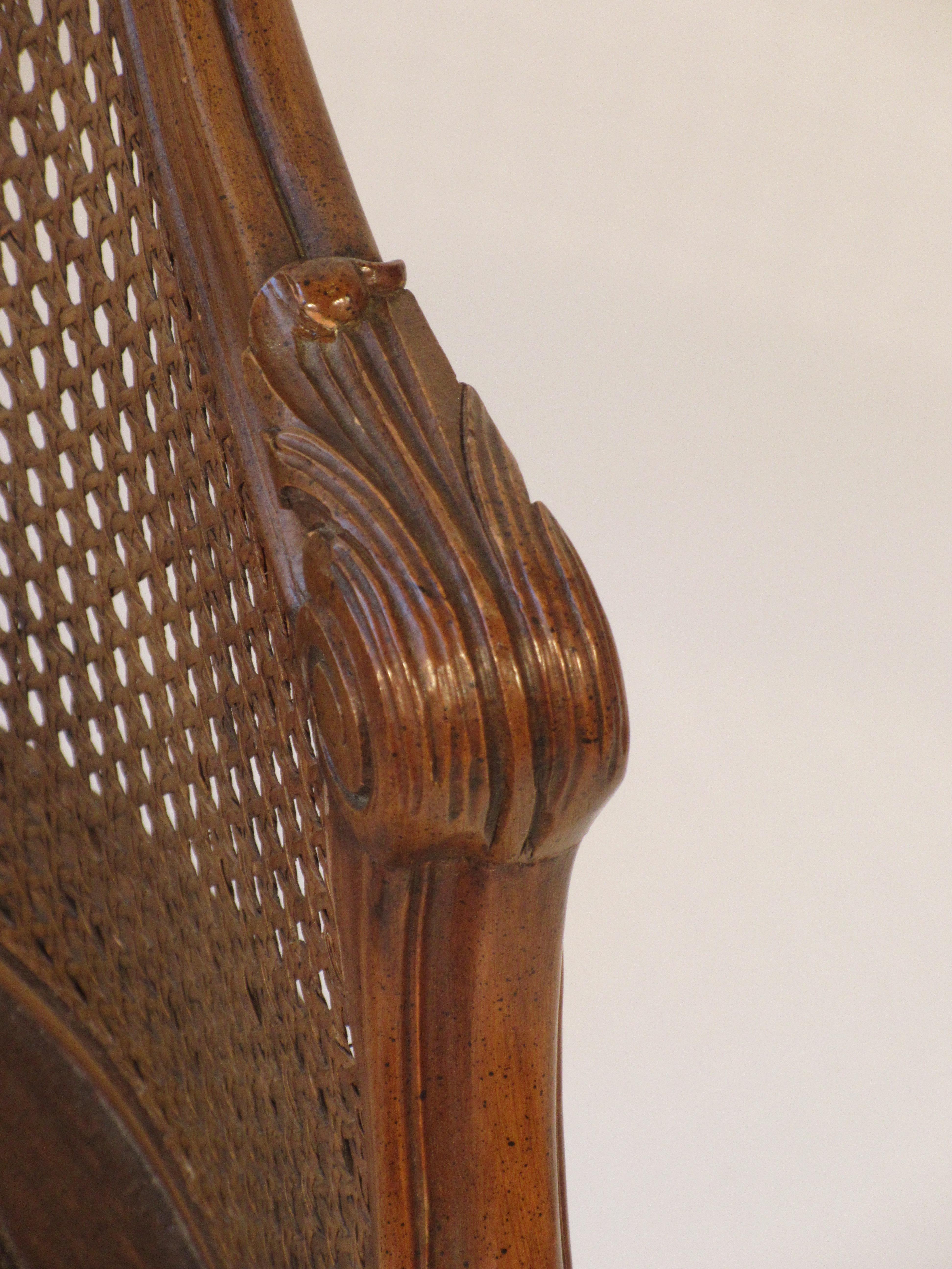 French Provincial 1950s Carved French Style Caned Back Corner Chair