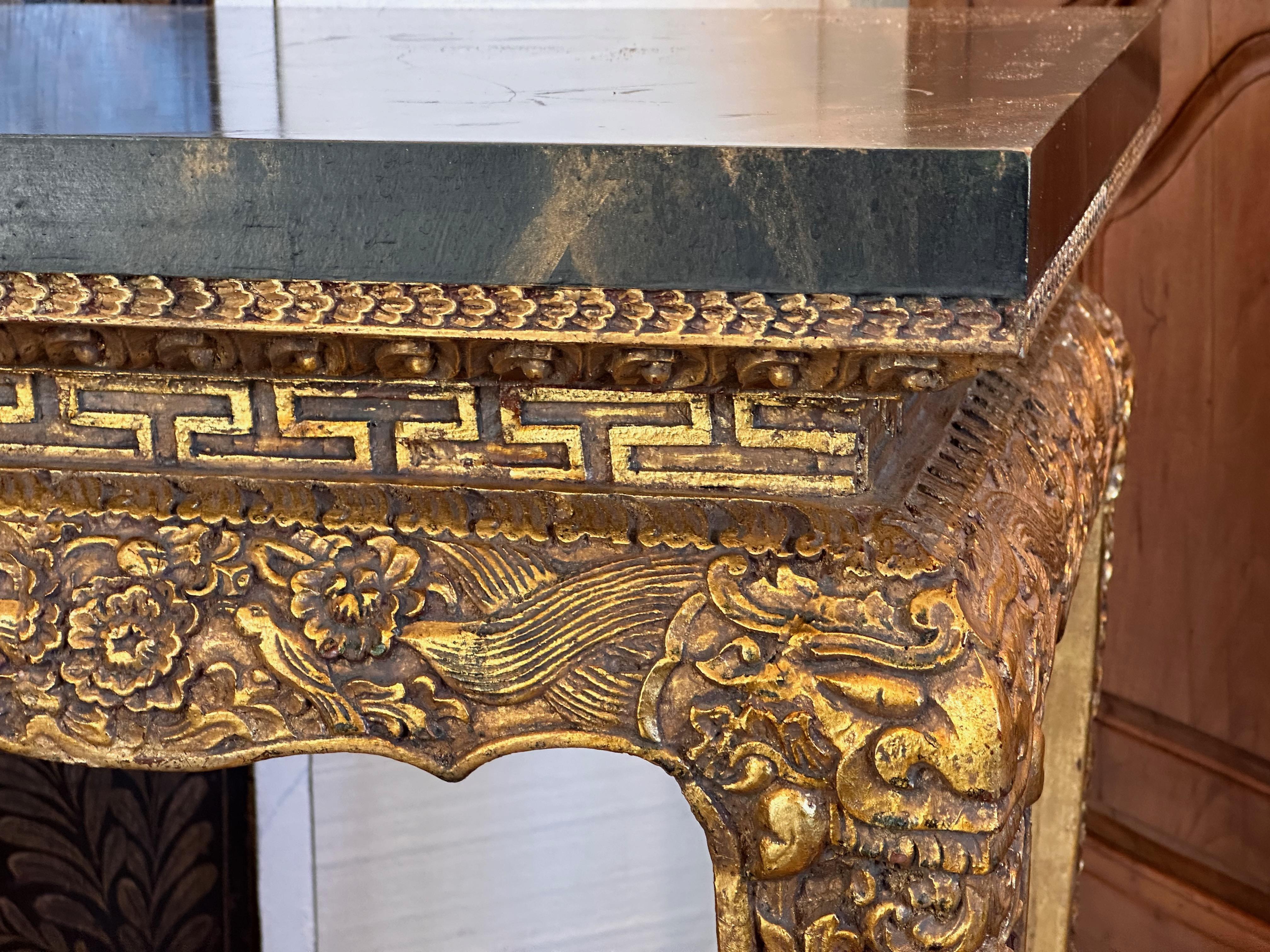 Mid-20th Century 1950s Carved Giltwood Side Table For Sale