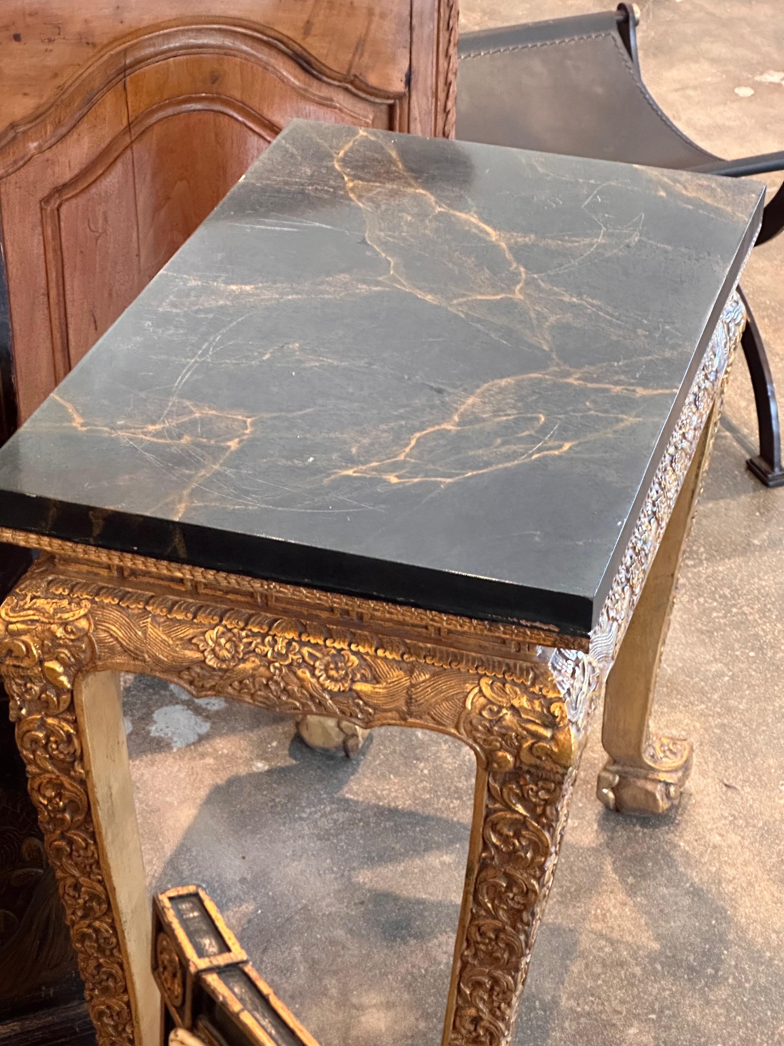 1950s Carved Giltwood Side Table For Sale 1