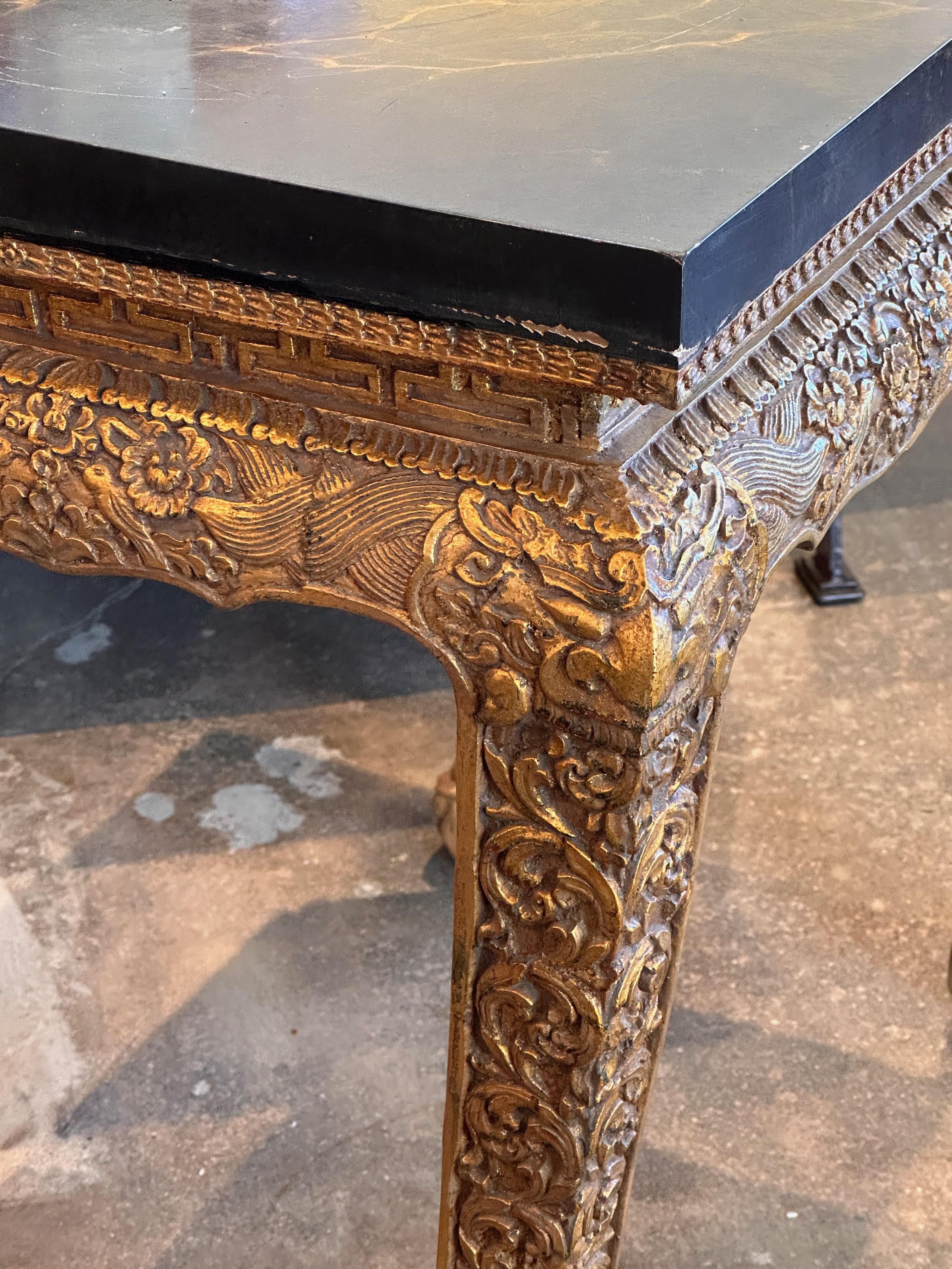 1950s Carved Giltwood Side Table For Sale 2