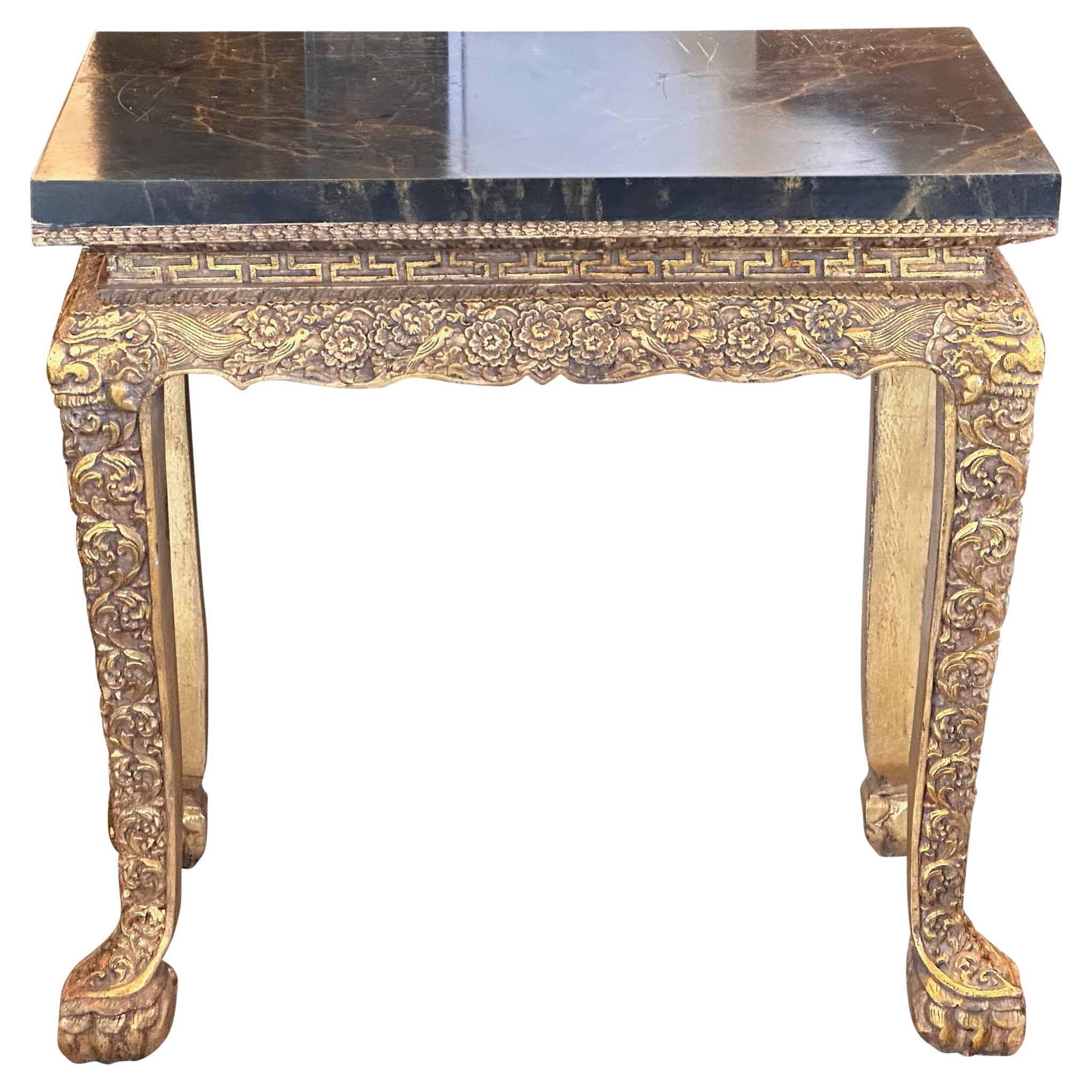 1950s Carved Giltwood Side Table For Sale