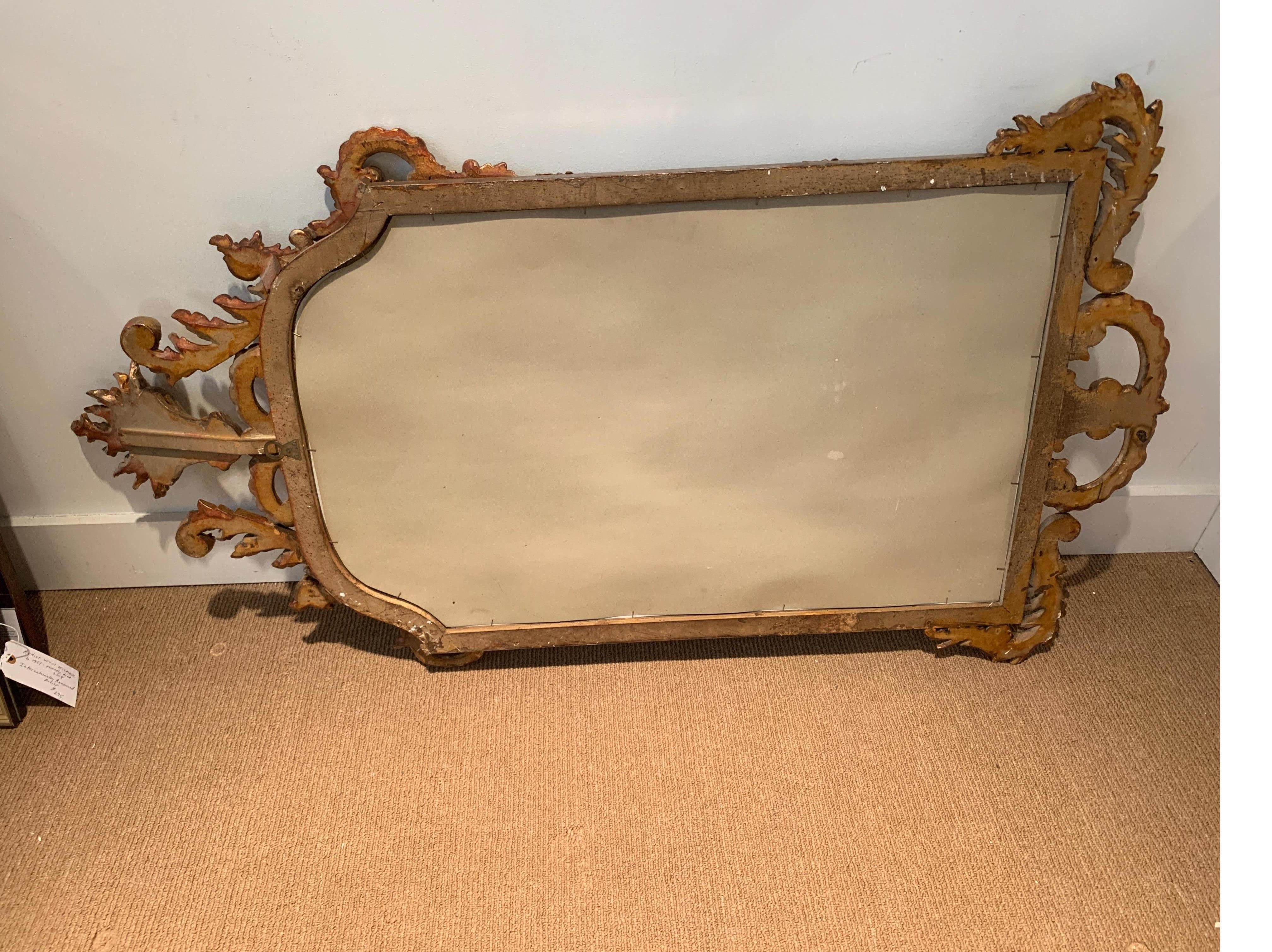 1950s Carved Louis XV Style Silver and Gold Gilt Italian Decorative Mirror 6