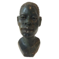 1950s Carved Marble Bust of Man