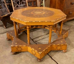 1950s Carved Moroccan Octagonal Coffee Table with Star Base