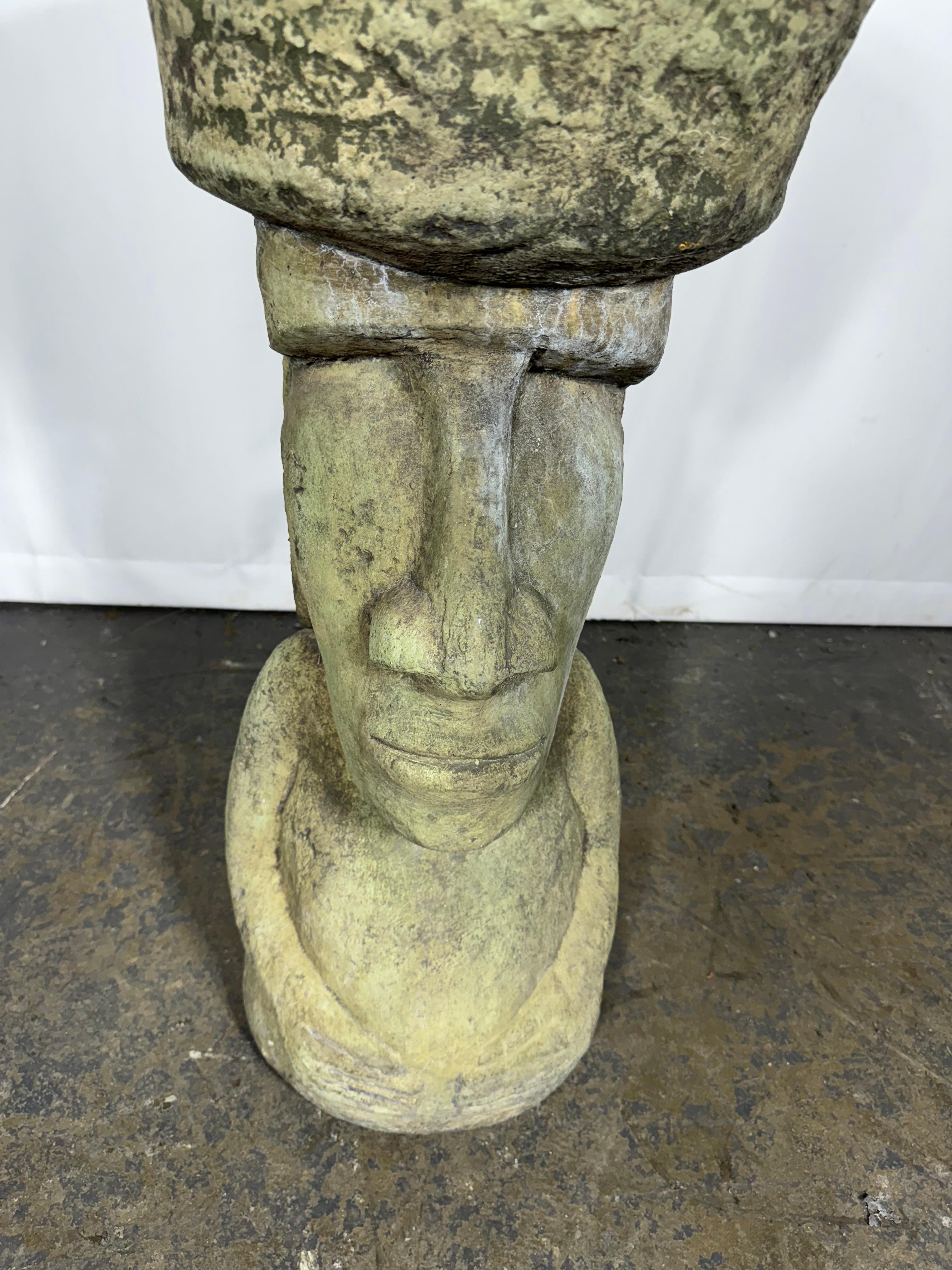 1950s Piedra tallada Isla de Pascua (tiki) Escultura / fuente / pajarera 30