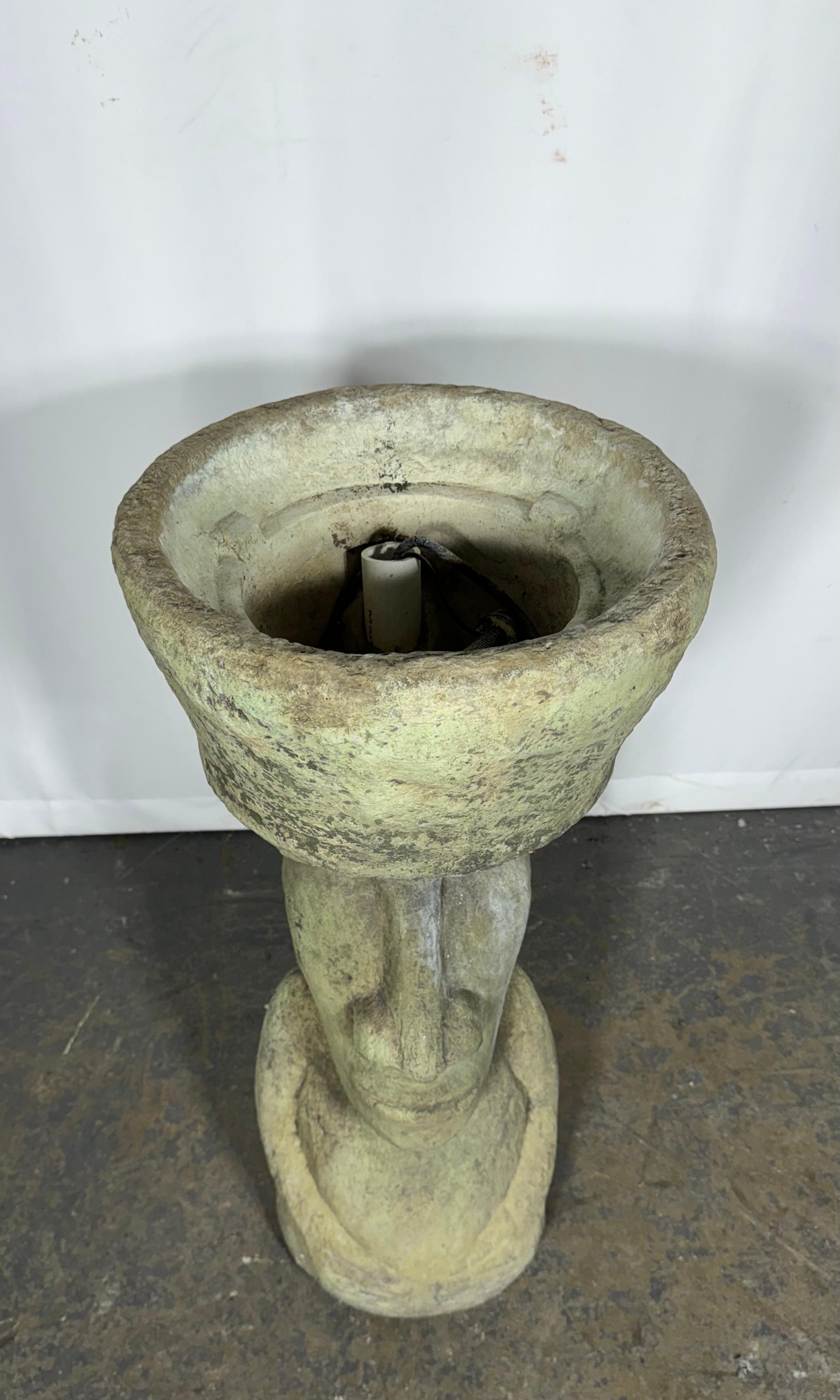 1950s Piedra tallada Isla de Pascua (tiki) Escultura / fuente / pajarera 30