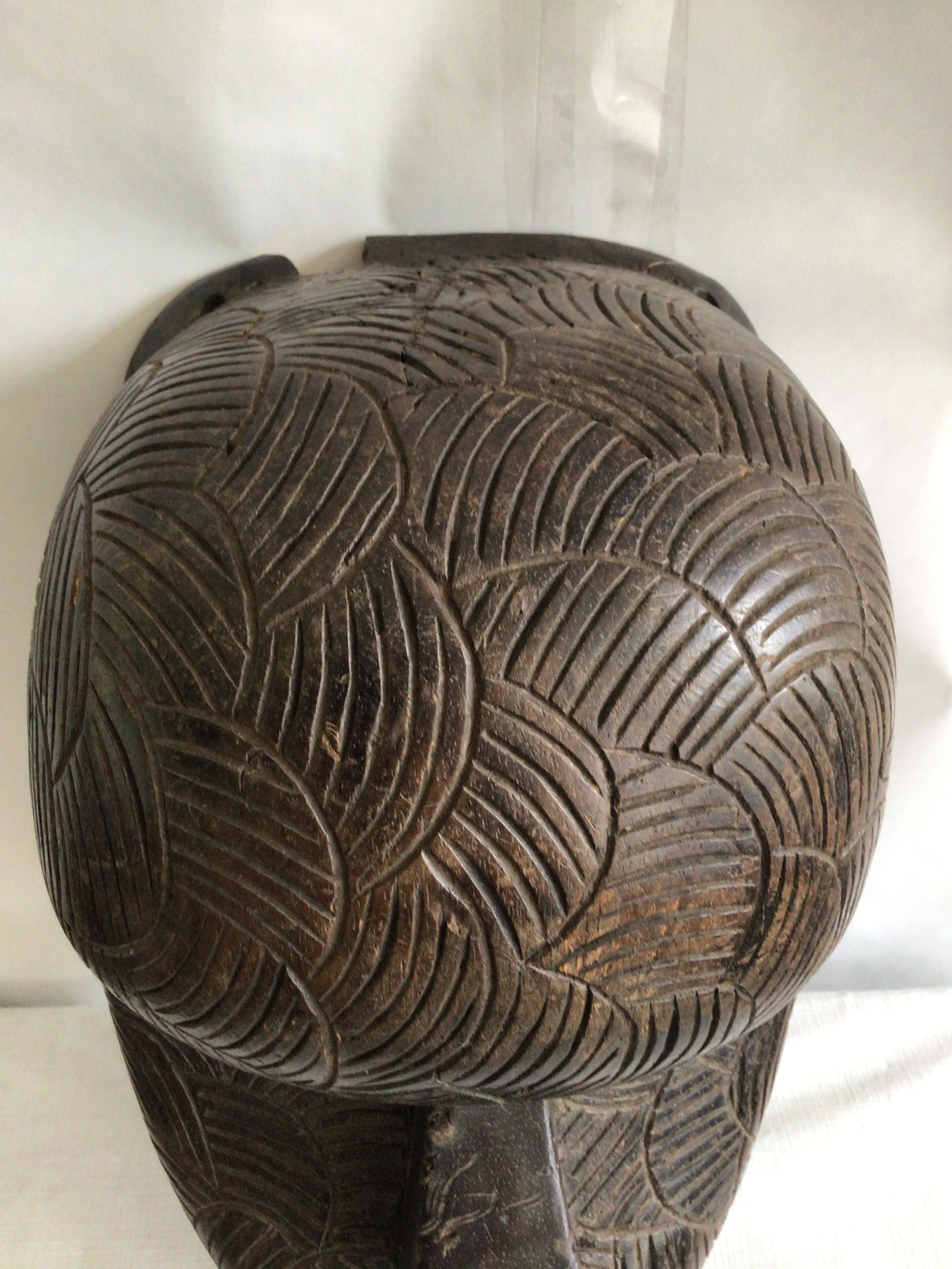 Hand-Carved 1950s Carved Wood African Mask For Sale