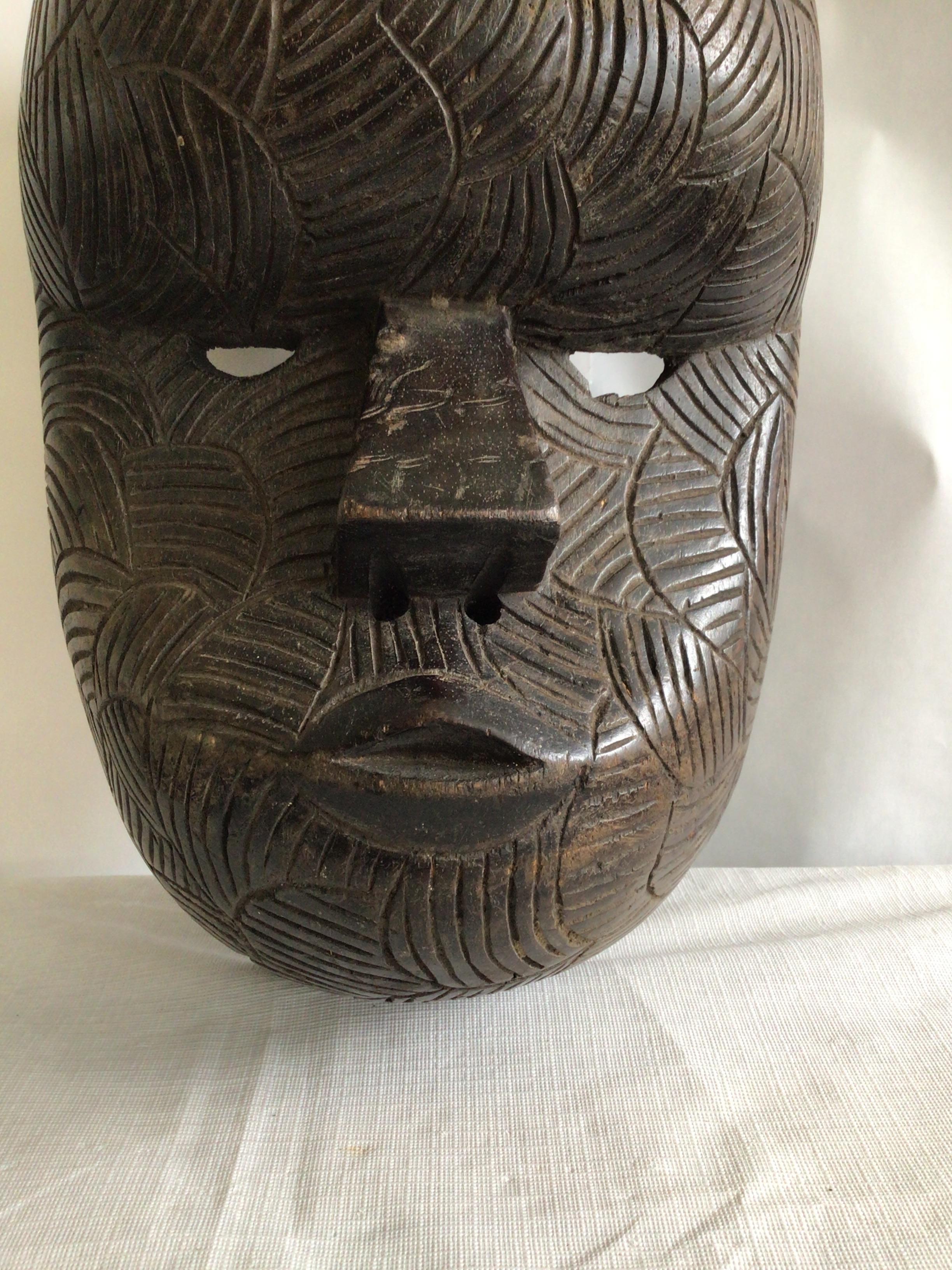 1950s Carved Wood African Mask In Good Condition For Sale In Tarrytown, NY