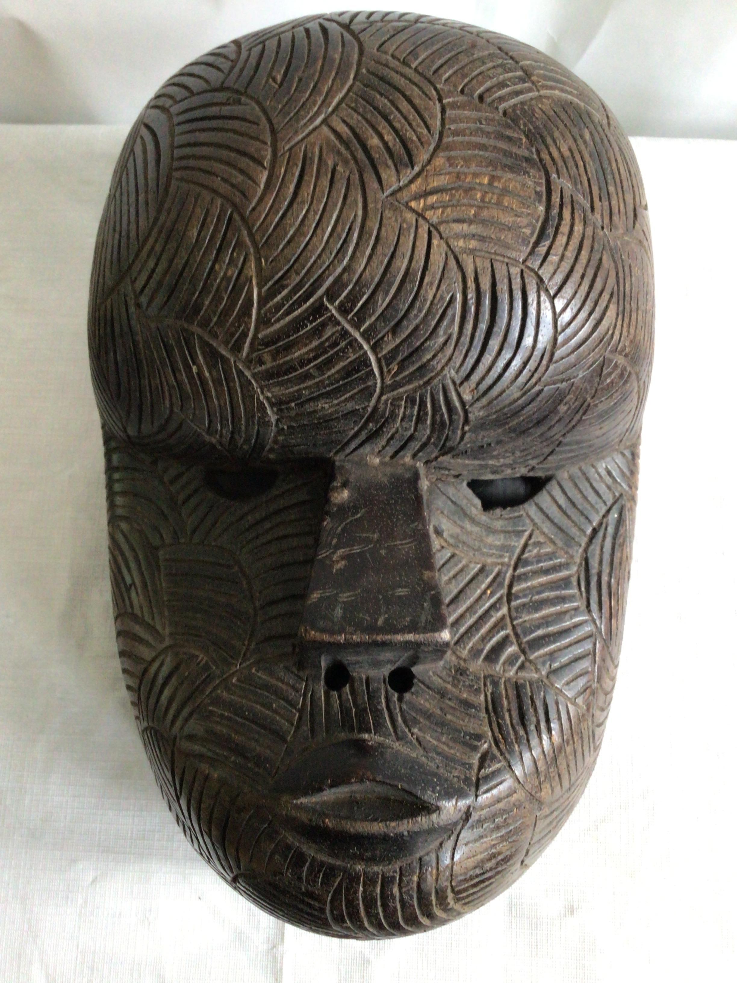 1950s Carved Wood African Mask For Sale 2