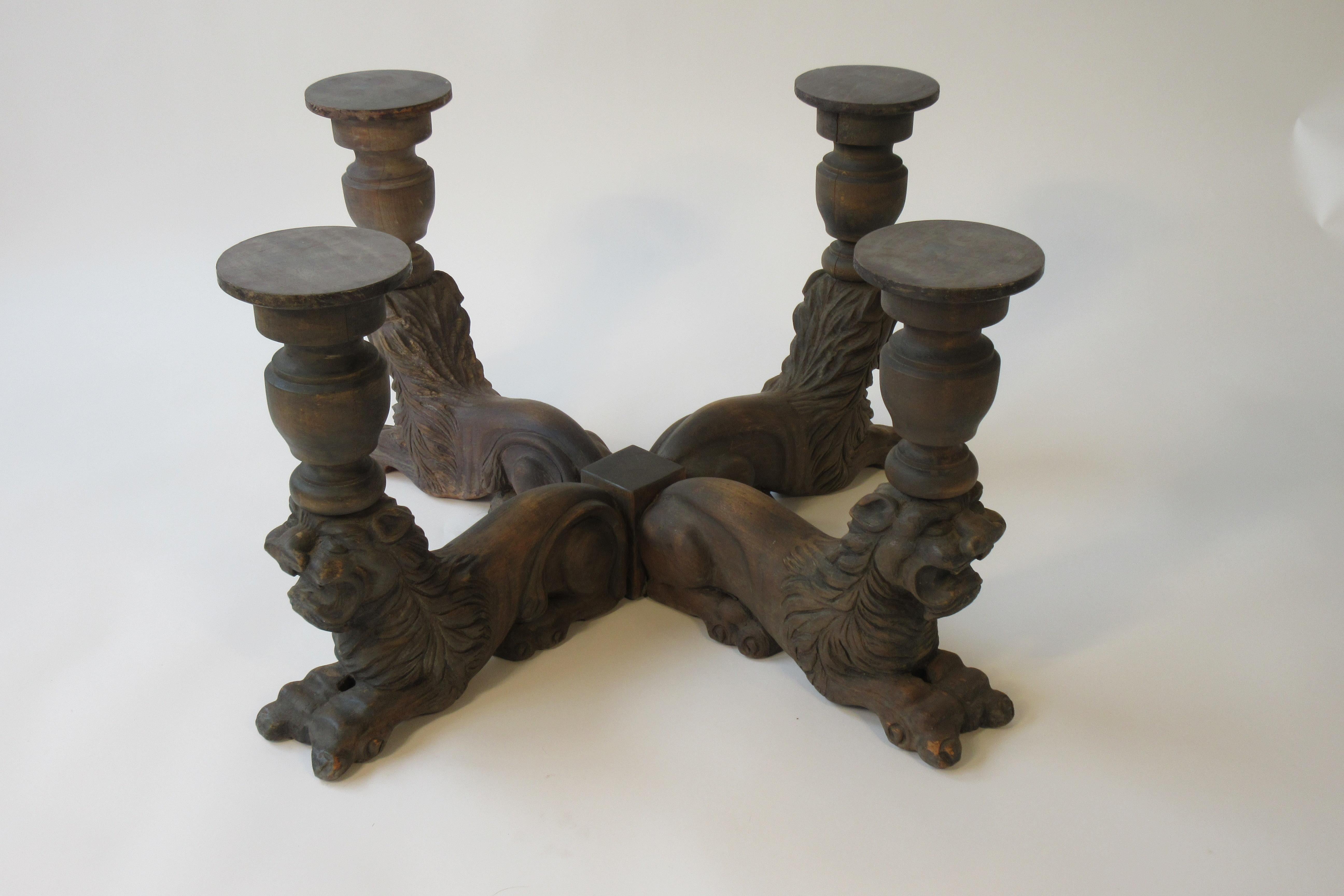 1950s Carved Wood and Glass Lion Coffee Table 13
