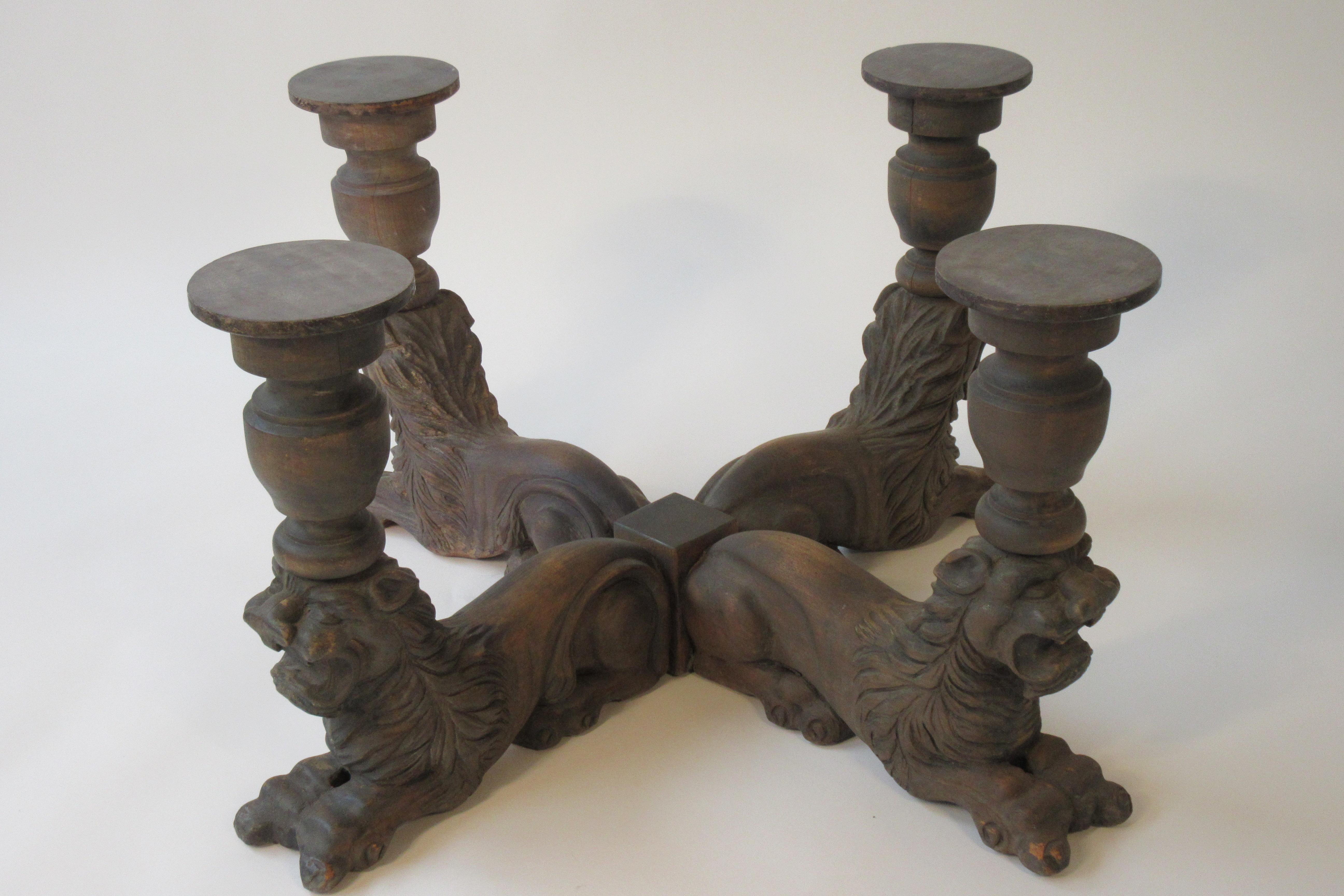 1950s Carved Wood and Glass Lion Coffee Table 14