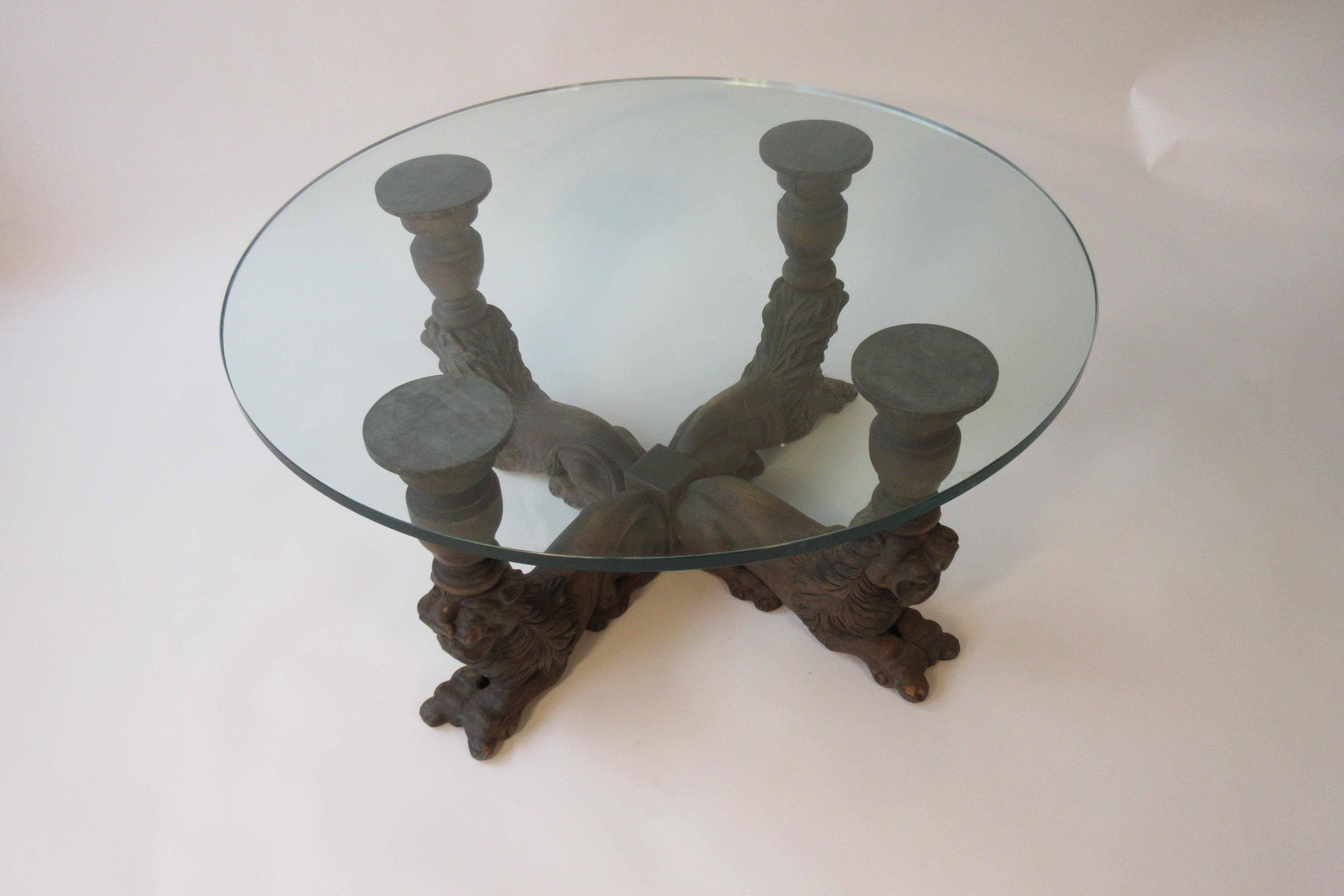 lion glass table