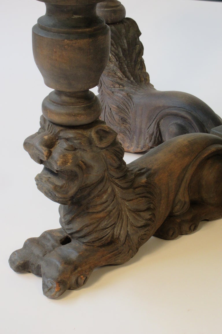 1950s Carved Wood and Glass Lion Coffee Table at 1stDibs