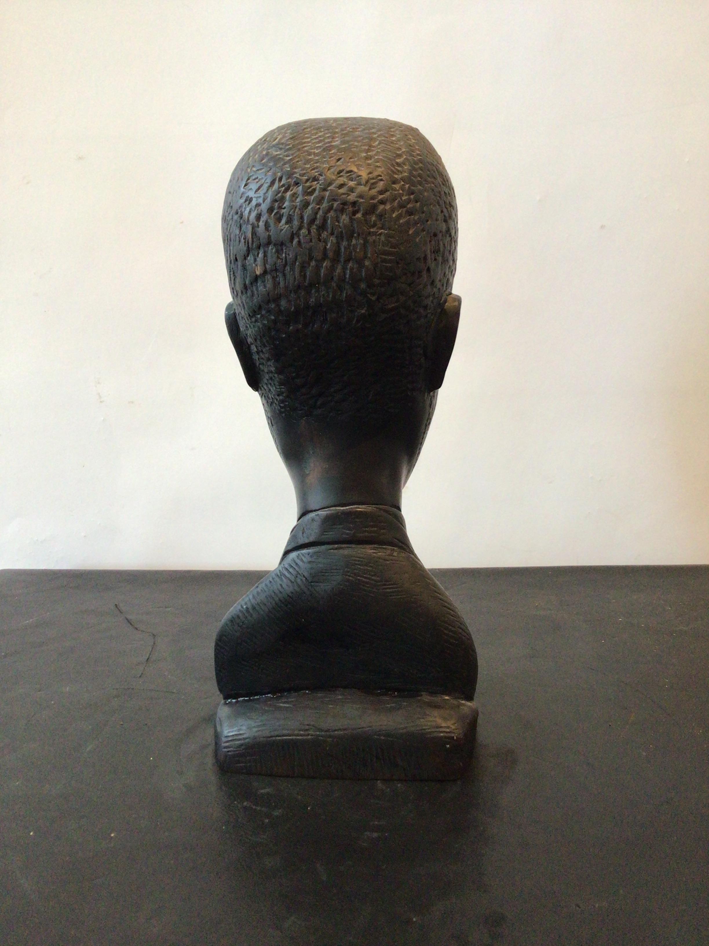 1950s Carved Wood Bust of Man in Glasses and Suit For Sale 1