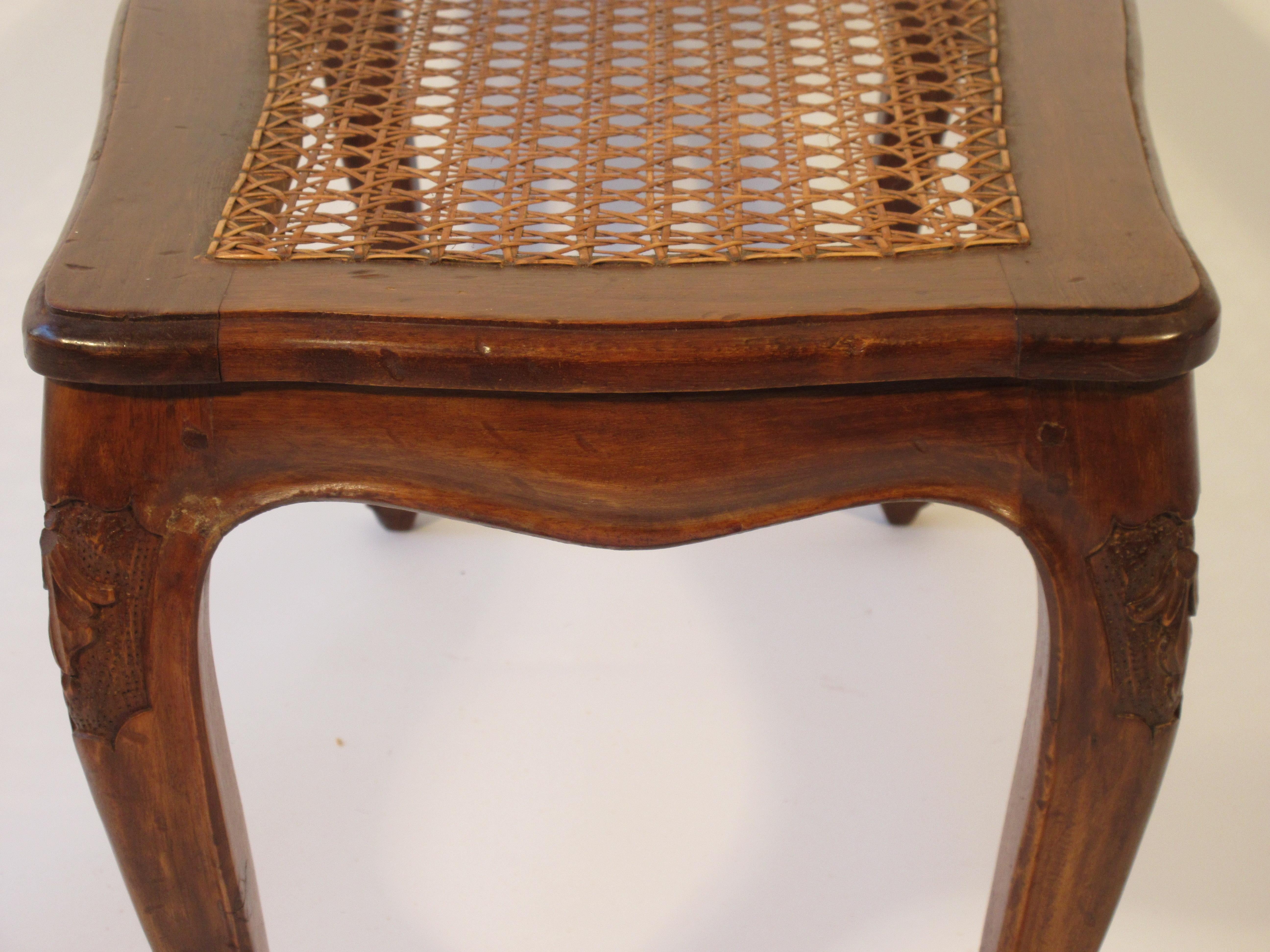 1950s Carved Wood Caned Seated Bench 2