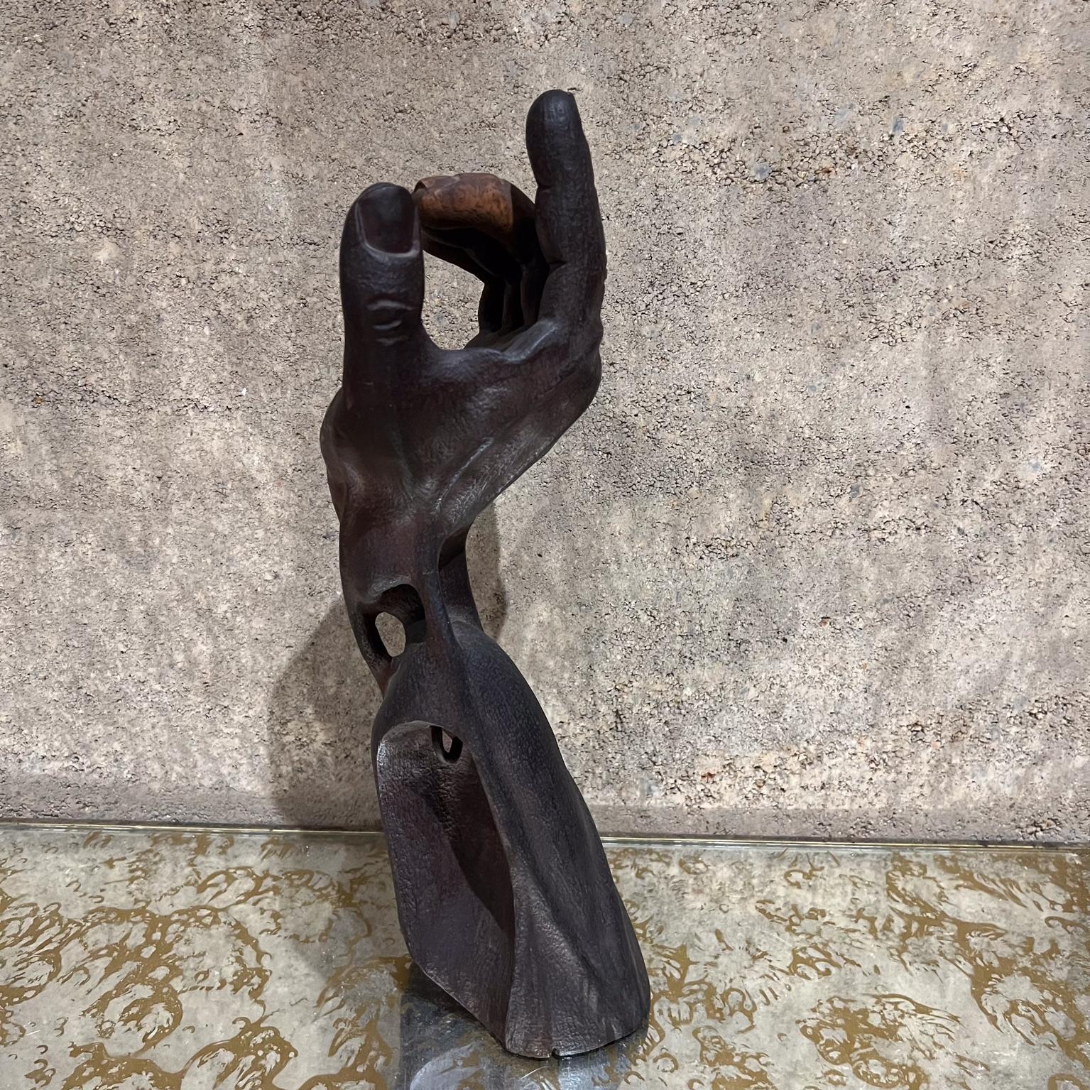 1950s Carved Wood Hand Art Sculpture Mexico 4