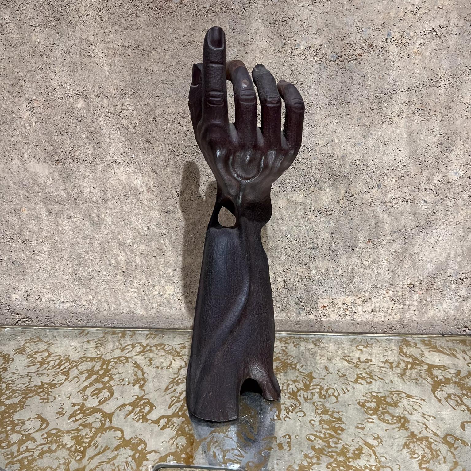 Mexican 1950s Carved Wood Hand Art Sculpture Mexico