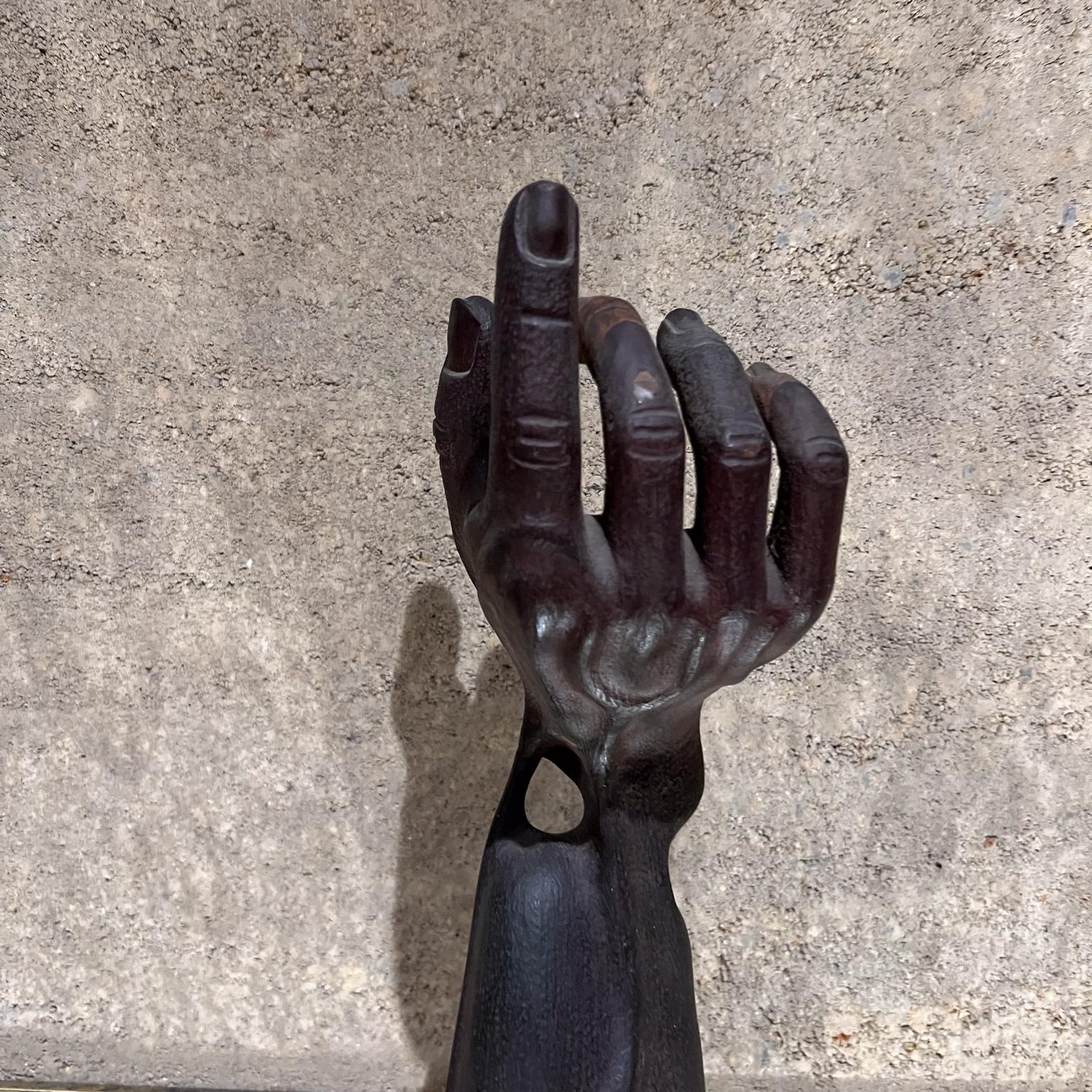 Patinated 1950s Carved Wood Hand Art Sculpture Mexico