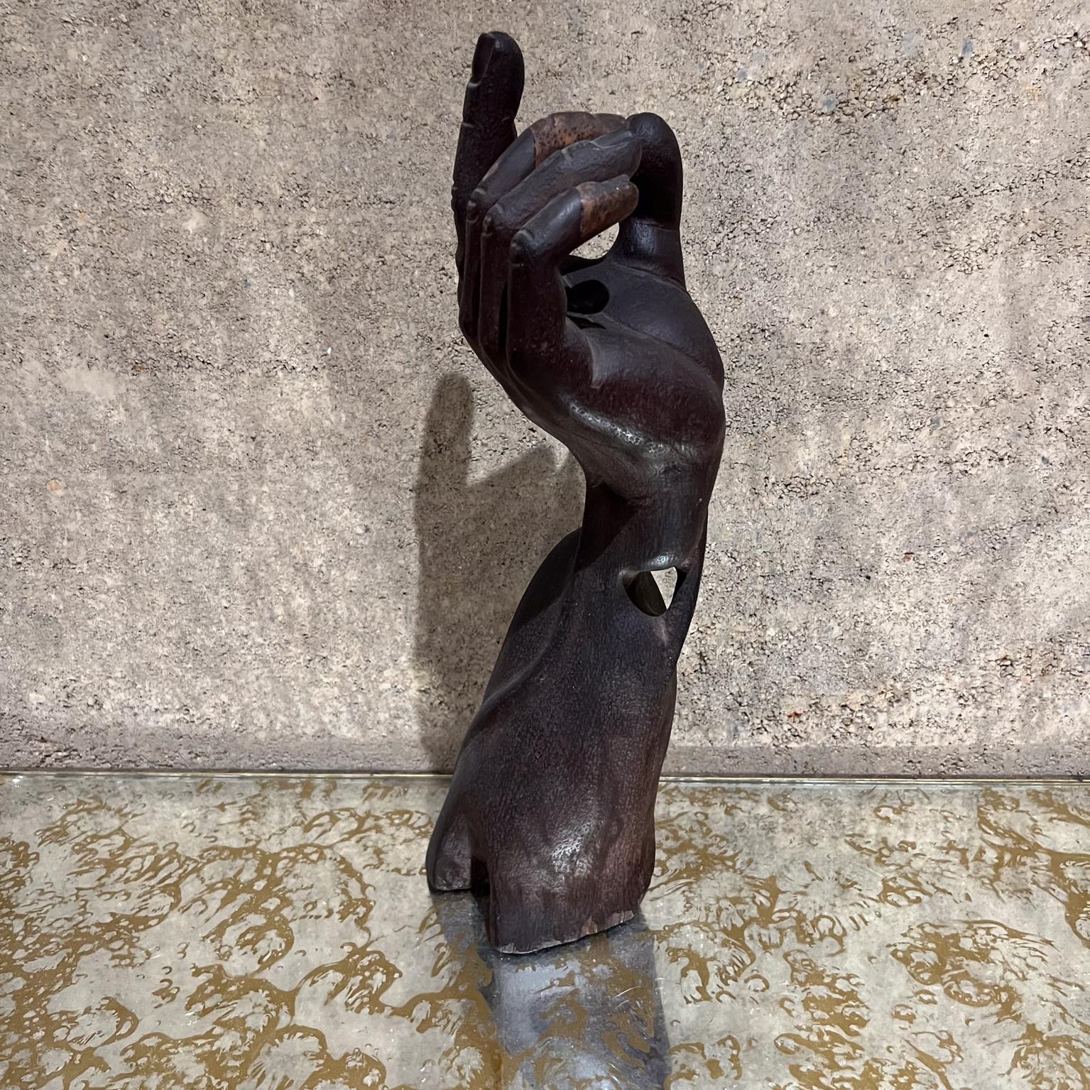 1950s Carved Wood Hand Art Sculpture Mexico In Fair Condition In Chula Vista, CA