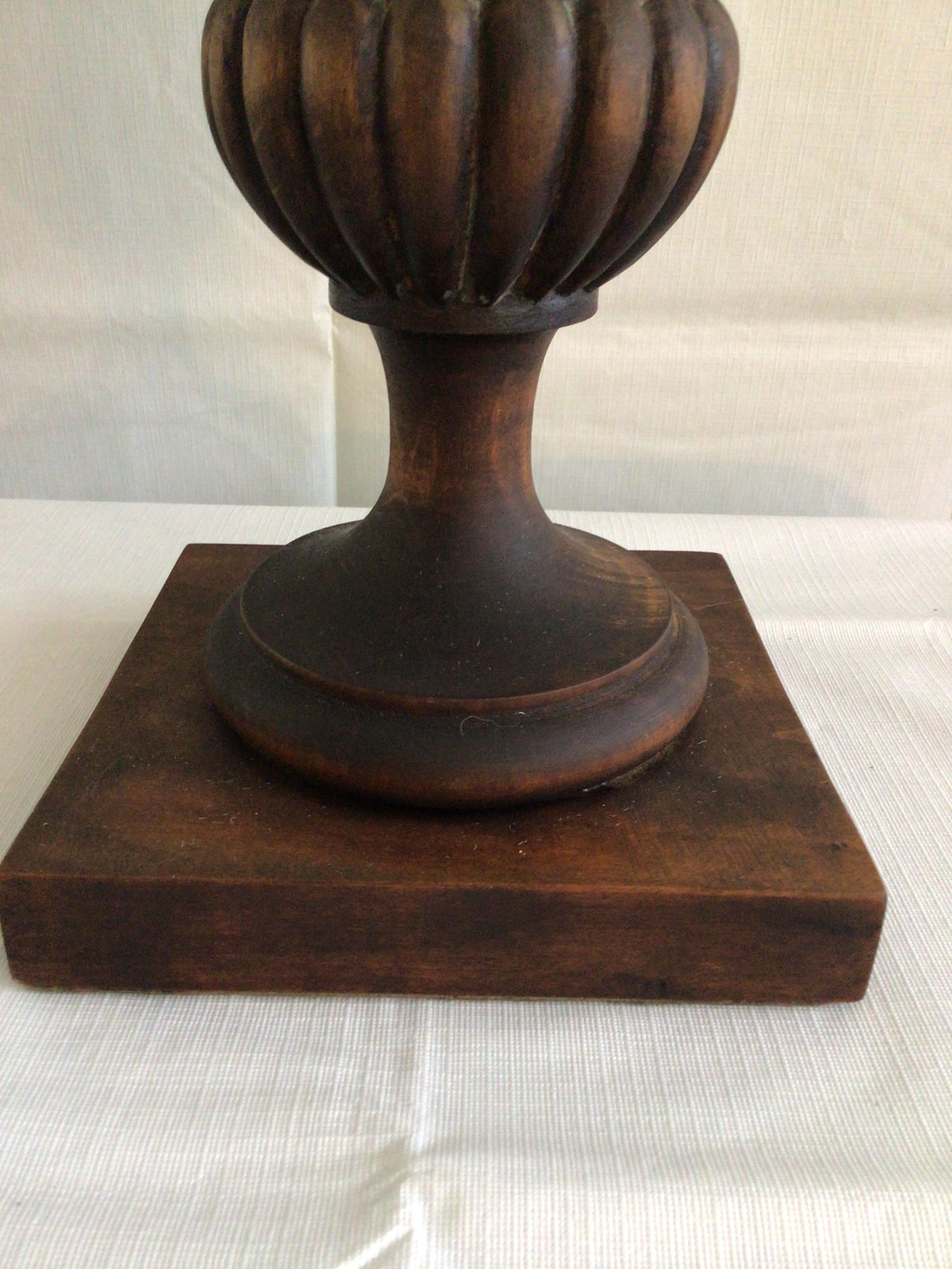 1950s Carved Wood Lamp For Sale 5