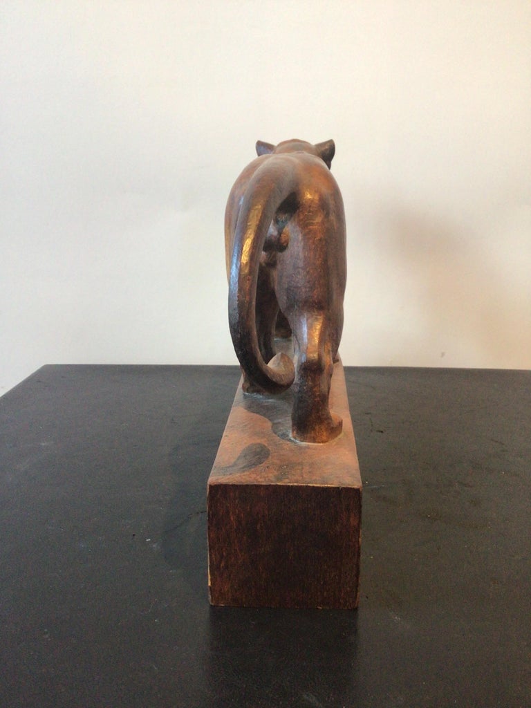 1950s Carved Wood Tiger For Sale at 1stDibs