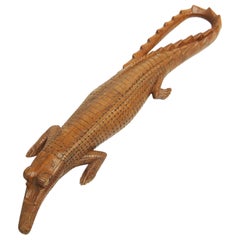 1950s Carved Wooden Crocodile Sculpture