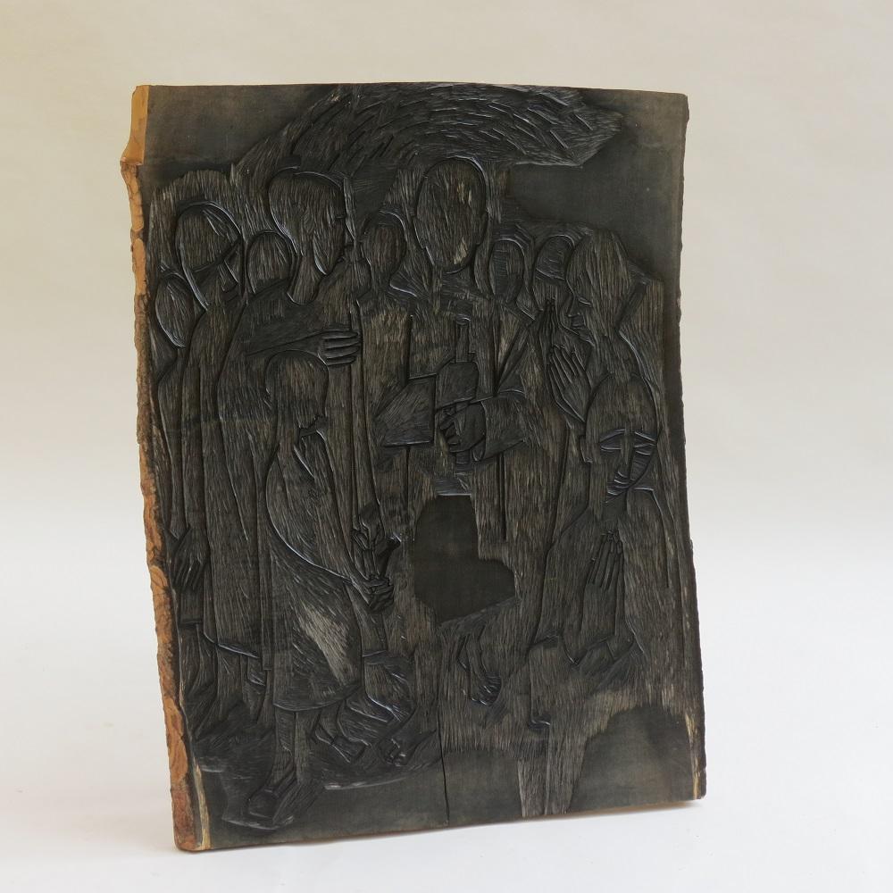 Écossais Bloc d'impression en bois sculpté des années 1950 par Pauline Jacobsen Christian Soul en vente