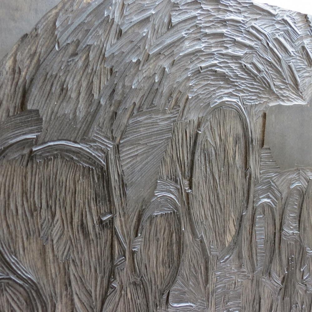 Bloc d'impression en bois sculpté des années 1950 par Pauline Jacobsen Christian Soul en vente 2
