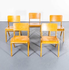 1950's Casala Honey Beech Stacking Dining Chair - Set von fünf