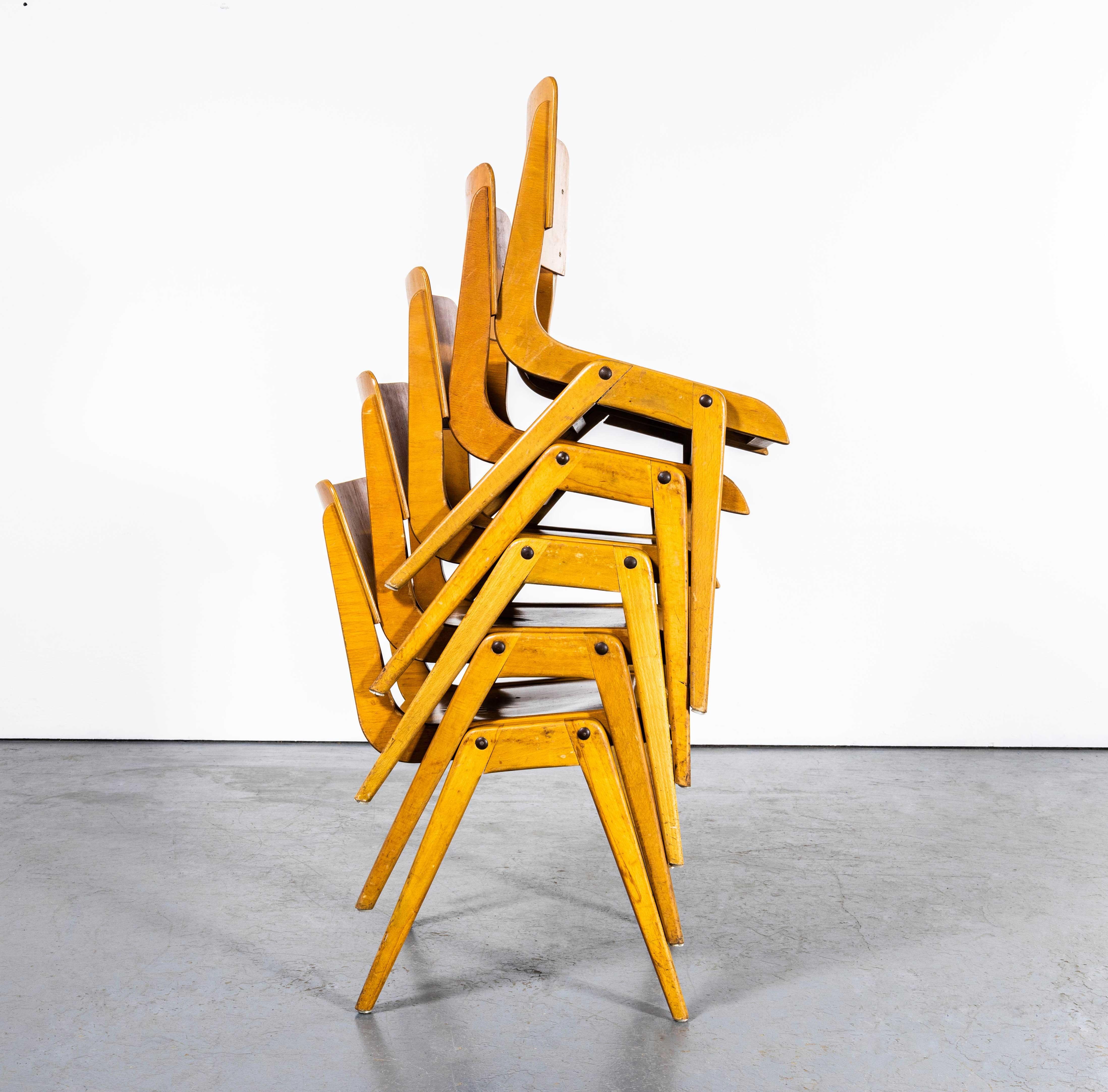 1950's Casala Honey Beech Stacking Dining Chair - Set von fünf 3