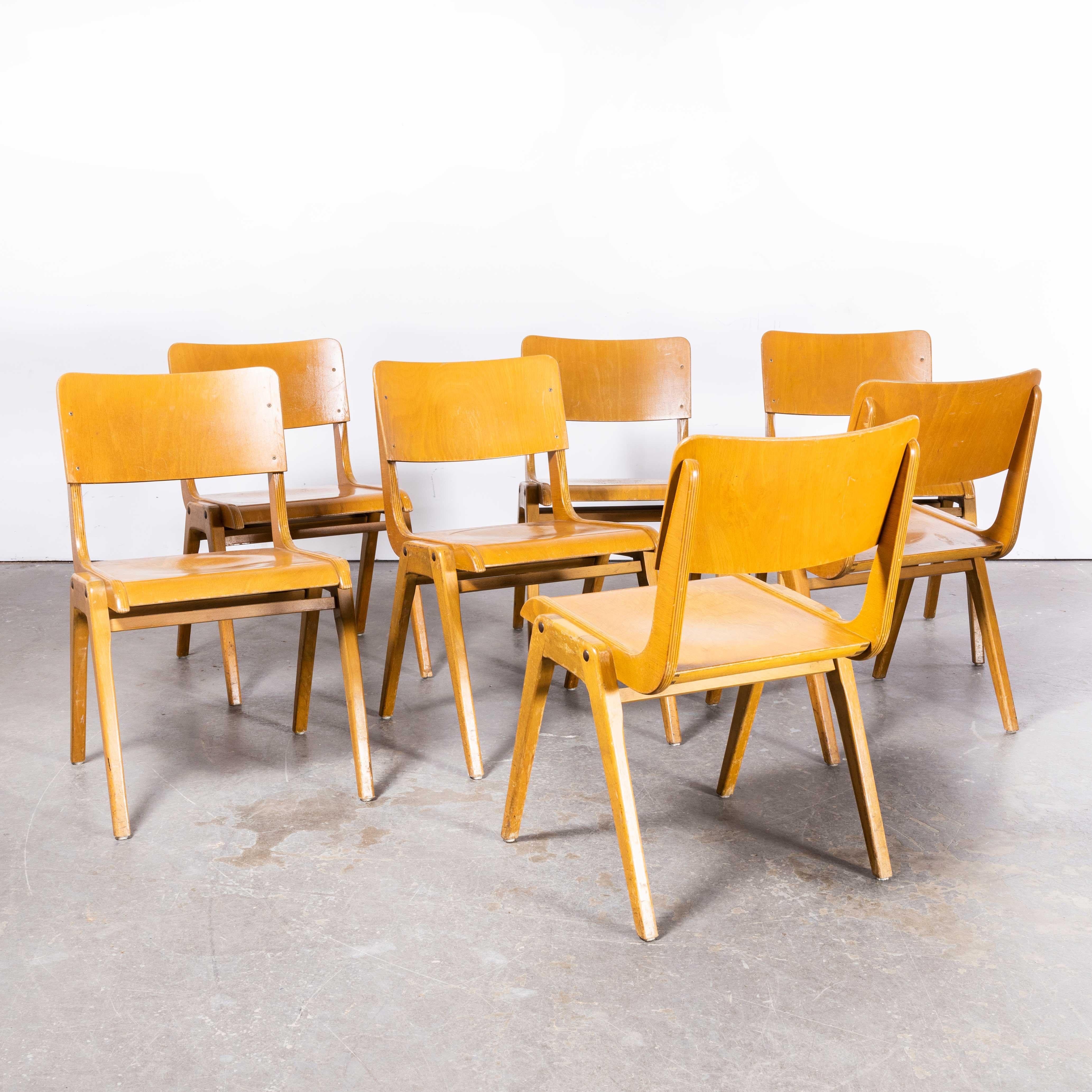 1950s Casala Honey Beech Stacking Dining Chair, Set of Seven For Sale 1