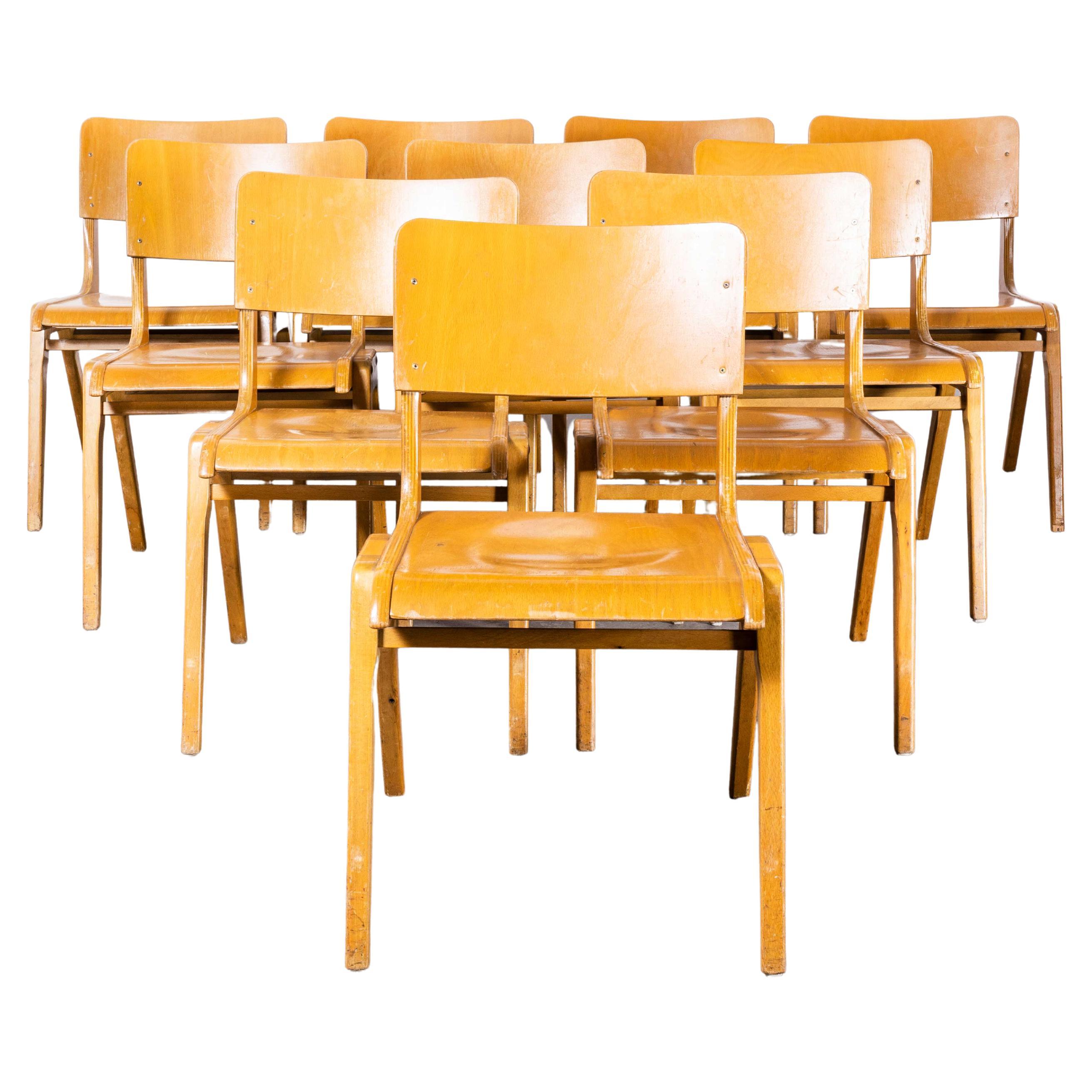 1950s Casala Honey Beech Stacking Dining Chair, Set of Ten For Sale